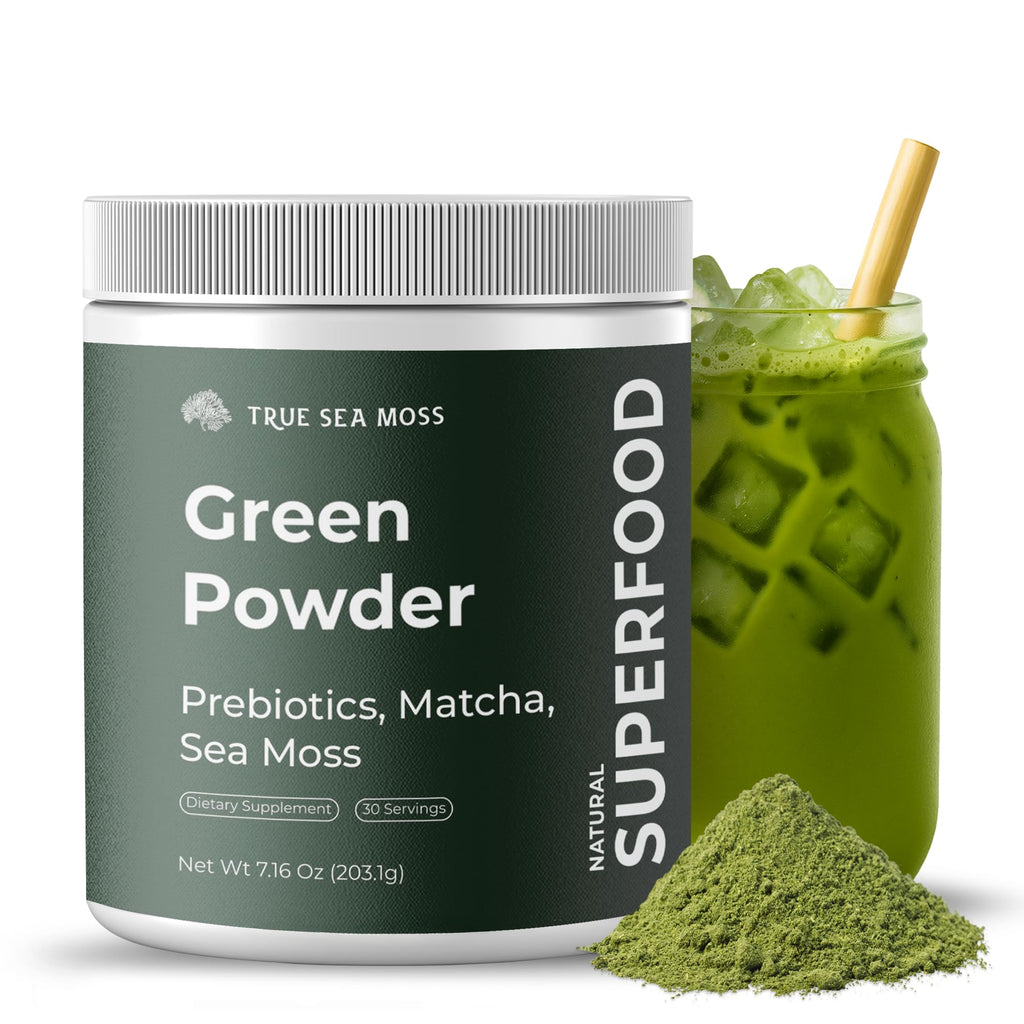 TrueSeaMoss Super Greens Powder with Matcha for Digestive & Gut Health – 25 Superfoods with Probiotics, Prebiotics, Enzymes & Sea Moss – Vegan Superfood Powder for Bloating & Regularity - 30 Servings TrueSeaMossBuy Supplements Australia