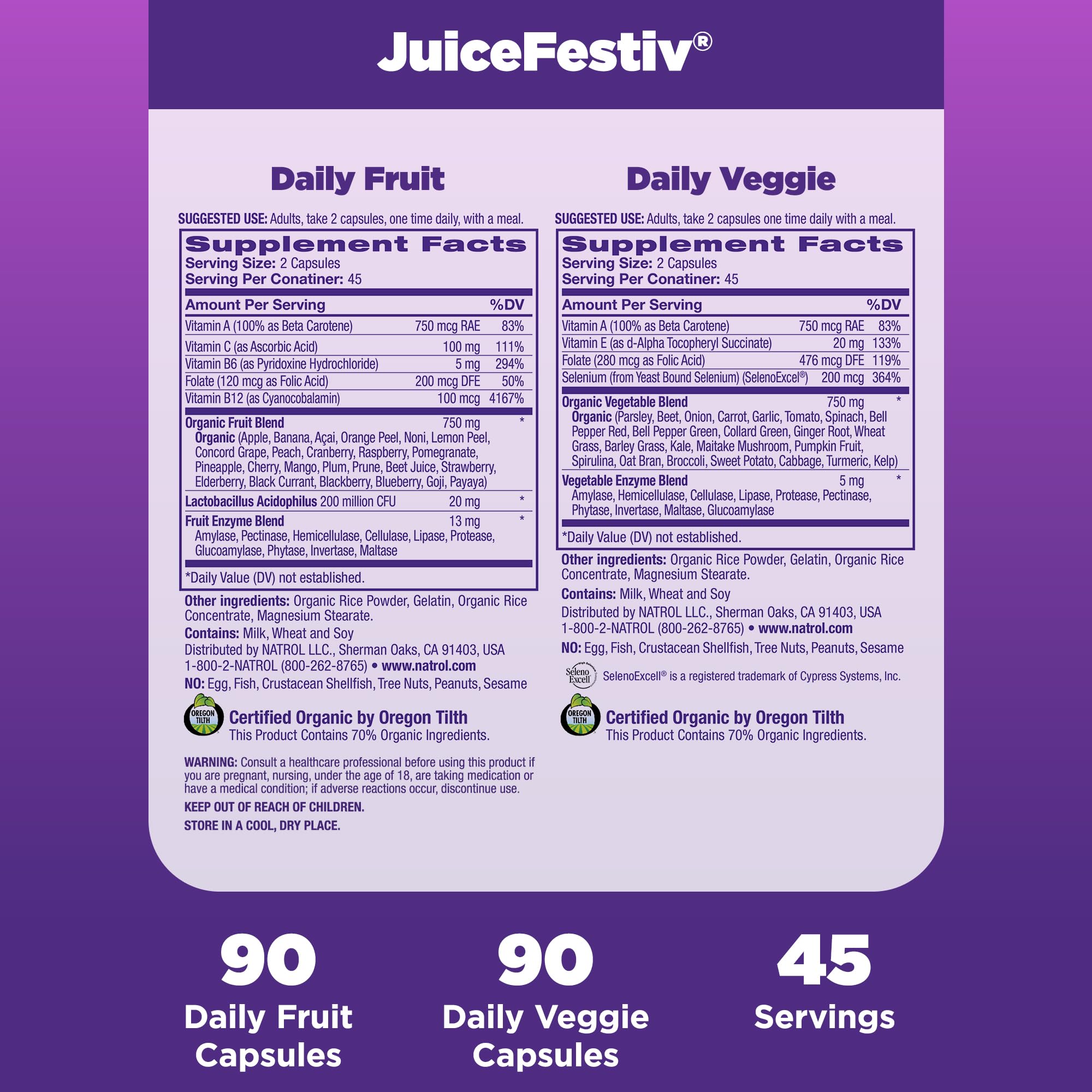 Natrol JuiceFestiv, Vitamins and Supplements for Nutrition & Well-Being, Antioxidants for Cellular Health, 90 Capsules (2-Count), Up to a 45 Day Supply NatrolBuy Supplements Australia