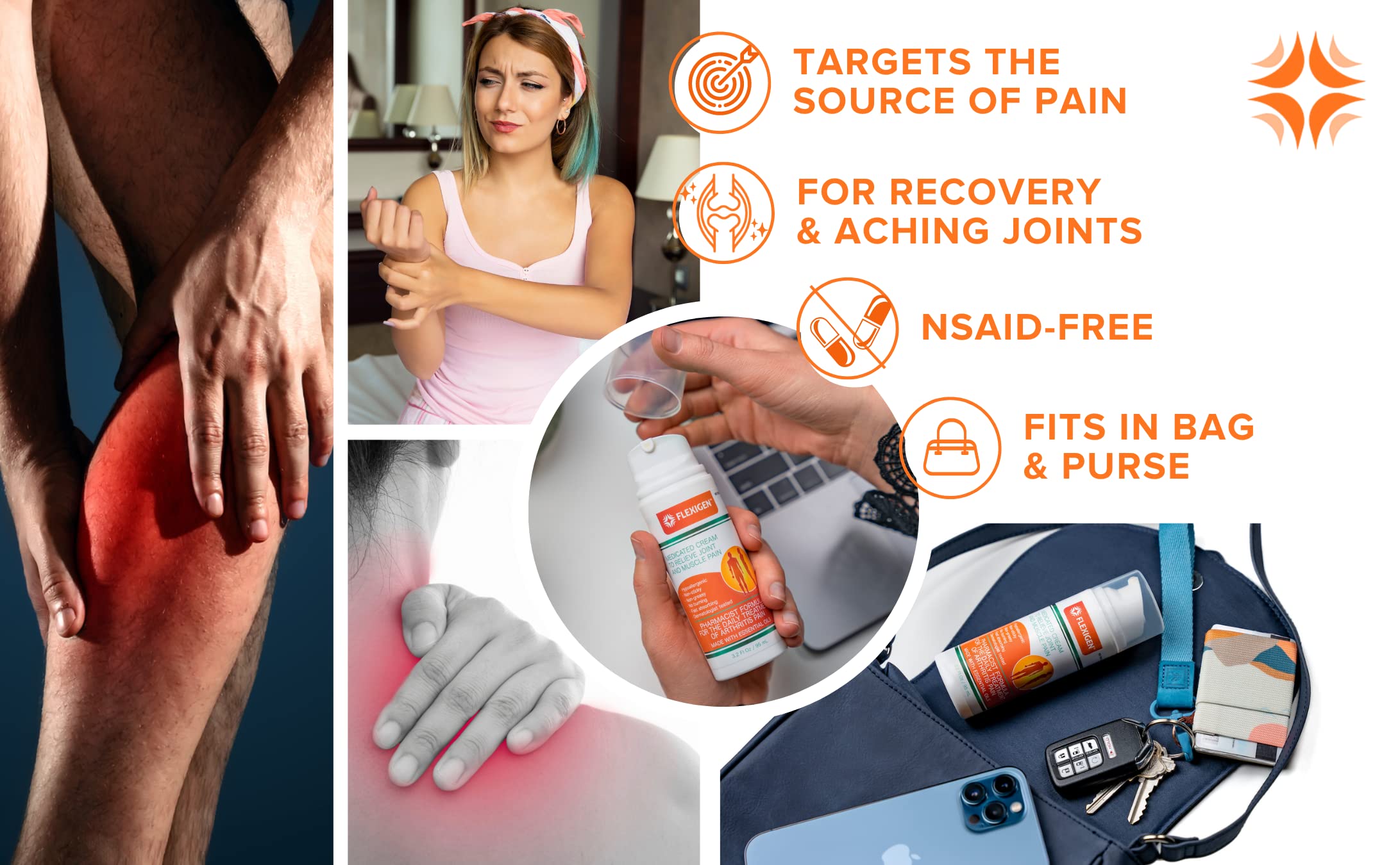 FLEXIGEN Pain Cream Lotion 3-Pack – Natural Menthol Formula with Frankincense & Essential Oils – Fast-Acting, Non-Greasy, Pleasant Scent FLEXIGENBuy Supplements Australia