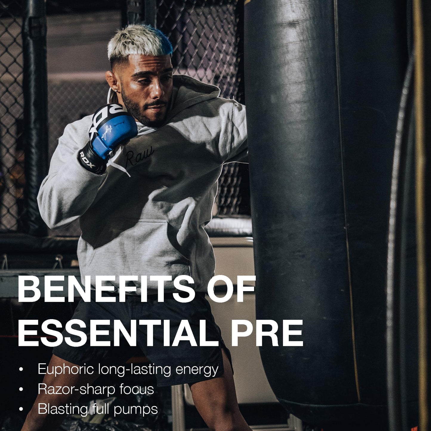 RAW Essential Pre-Workout Powder (Champion Mentality) - Chris Bumstead Sports Nutrition Supplement for Men & Women - Preworkout Energy Powder with Caffein