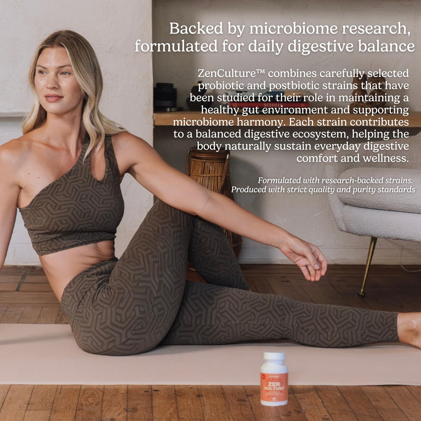 Zen Principle Zenculture™ – 4-in-1 Synbiotic Supplement (Probiotic + Prebiotic + Postbiotic + Digestive Enzymes) with CoreBiome®. Anti Bloating