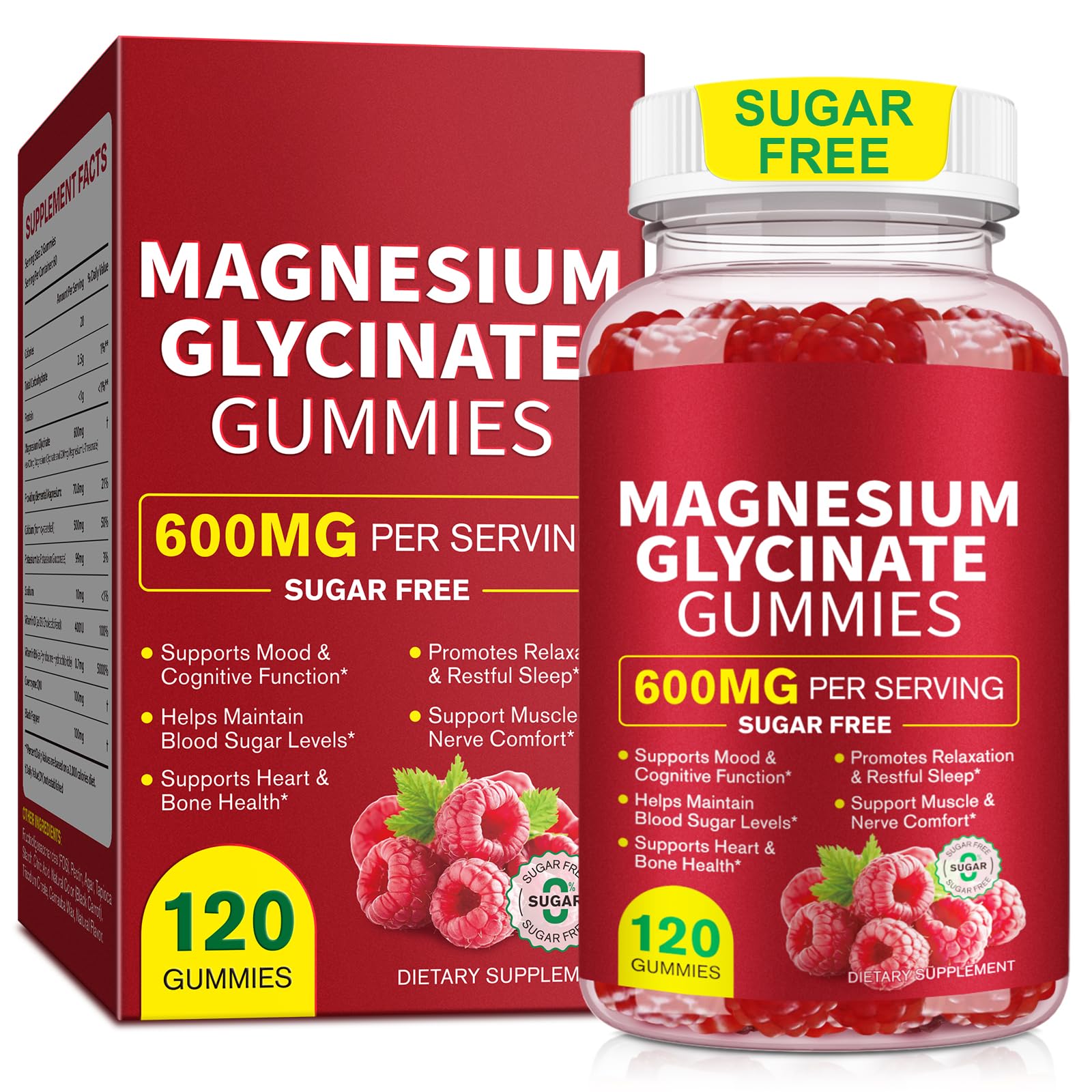 Magnesium Glycinate Gummies 600mg – Sugar-Free High Absorption Magnesium with L-Threonate, Supports Relaxation, Calm & Restful Sleep,