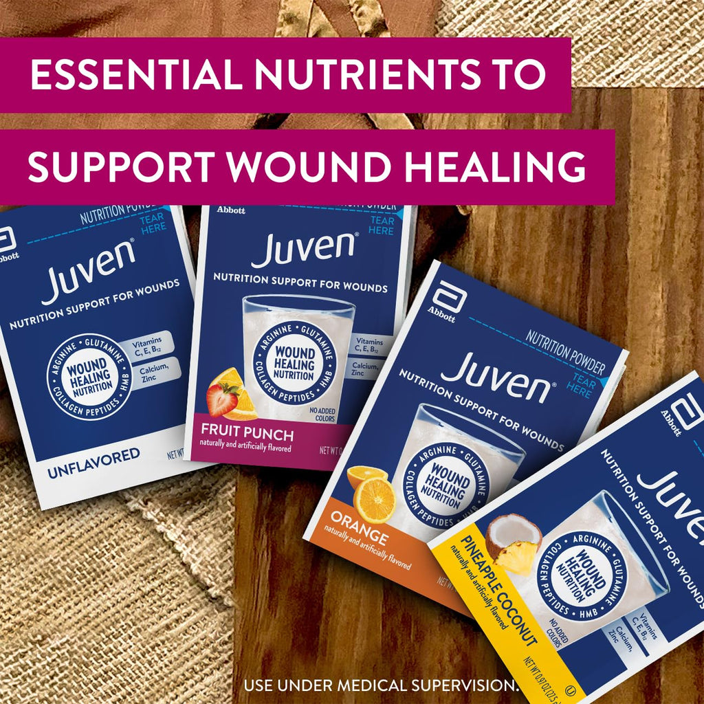 Juven Therapeutic Nutrition Drink Powder Including Collagen Peptides, Amino Acids, and HMB for Wound Healing Support, Orange, 30 Packets