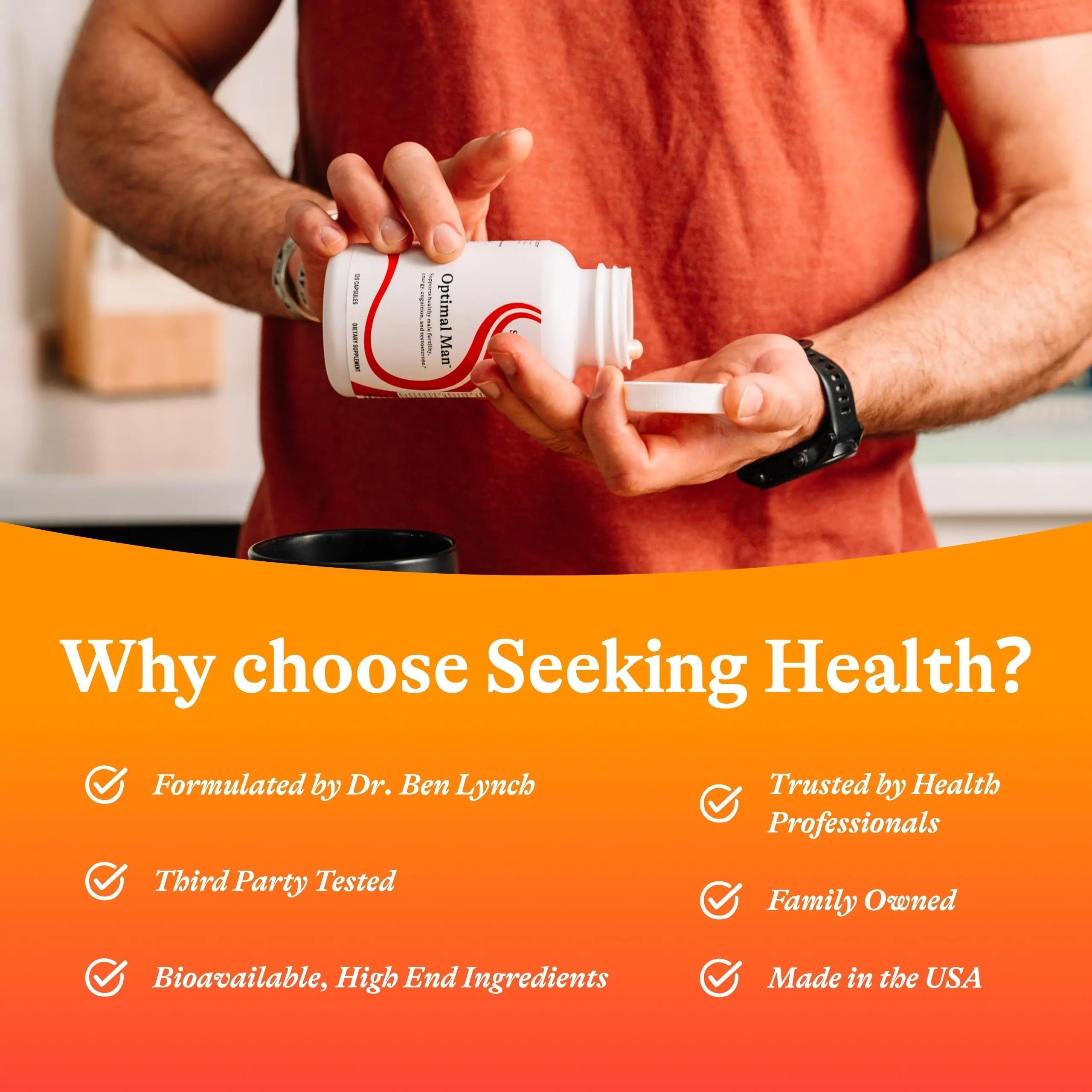 Seeking Health Optimal Man - Multivitamin Supplement with Zinc, Active Folate, & Alpha-Lipoic Acid - Multivitamin Supports Energy & Brain Health - Support Healthy Aging Seeking Health