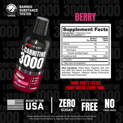 ProSupps L-Carnitine Liquid 3000, Stimulant-Free Liquid Shots for Men & Women - Clean Workout Drink for Energy, Performance & Muscle Recovery