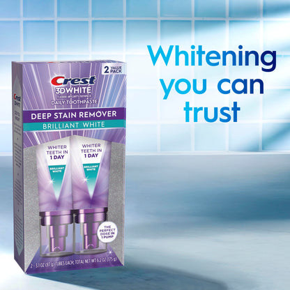 Crest 3DWhite Brilliance Deep Stain Remover Brilliant White Toothpaste - 3.1oz/2pk CrestBuy Supplements Australia