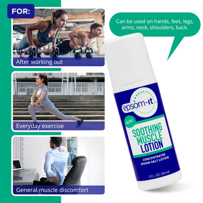 Epsom-It Soothing Muscle Lotion - Roll On Epsom Salt Lotion with Arnica for Muscle Stiffness, Leg, Knees and Feet Discomfort, Topical Magnesium Cream, 3oz EPSOM-ITBuy Supplements Australia
