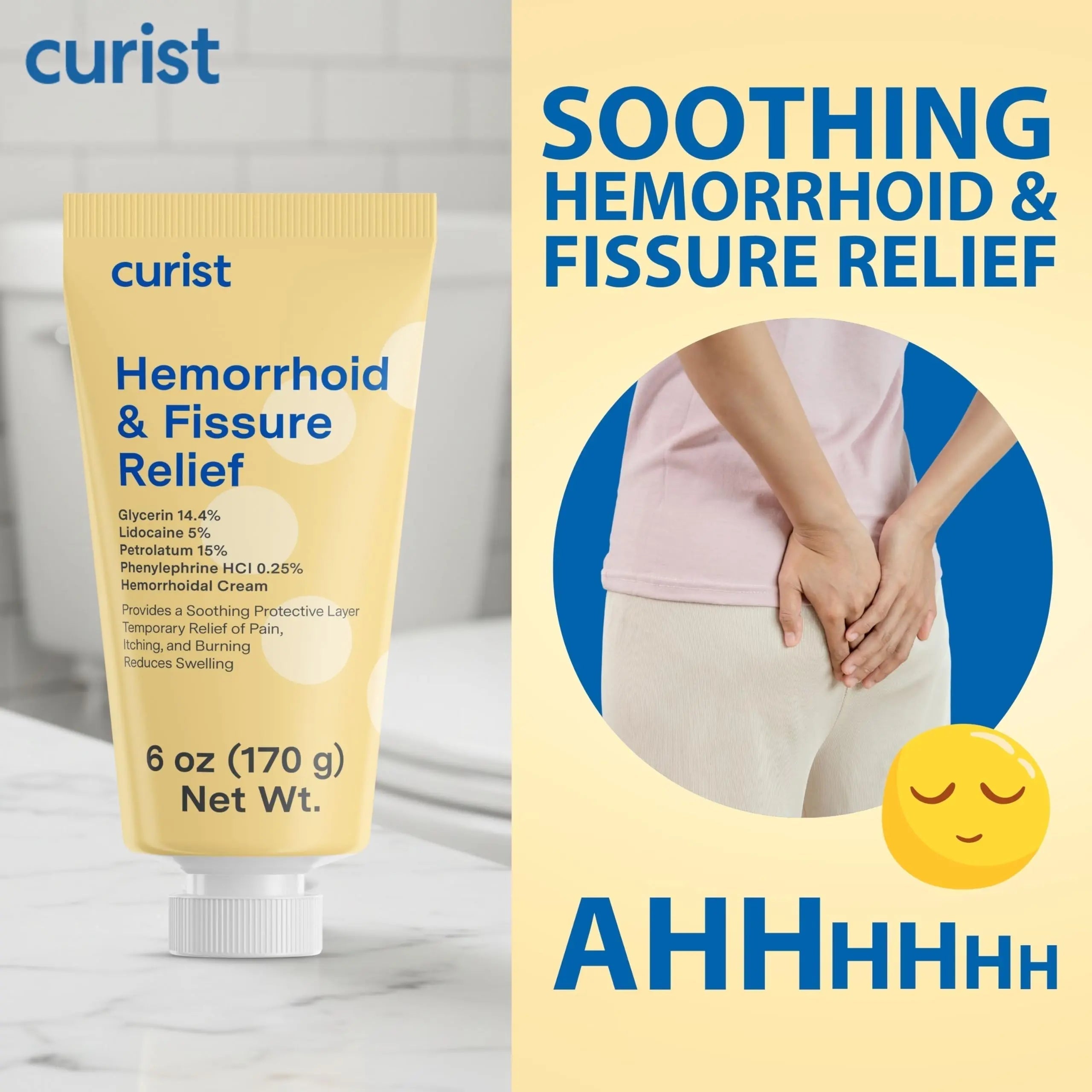 Curist Fissure and Hemorrhoid Cream with Lidocaine 5% and Phenylephrine HCl - Numbing Anal Fissure Cream Temporarily Shrinks Hemorrhoids - Reduces Itching, Swelling, & Burning - Huge Tube - 6oz CuristBuy Supplements Australia