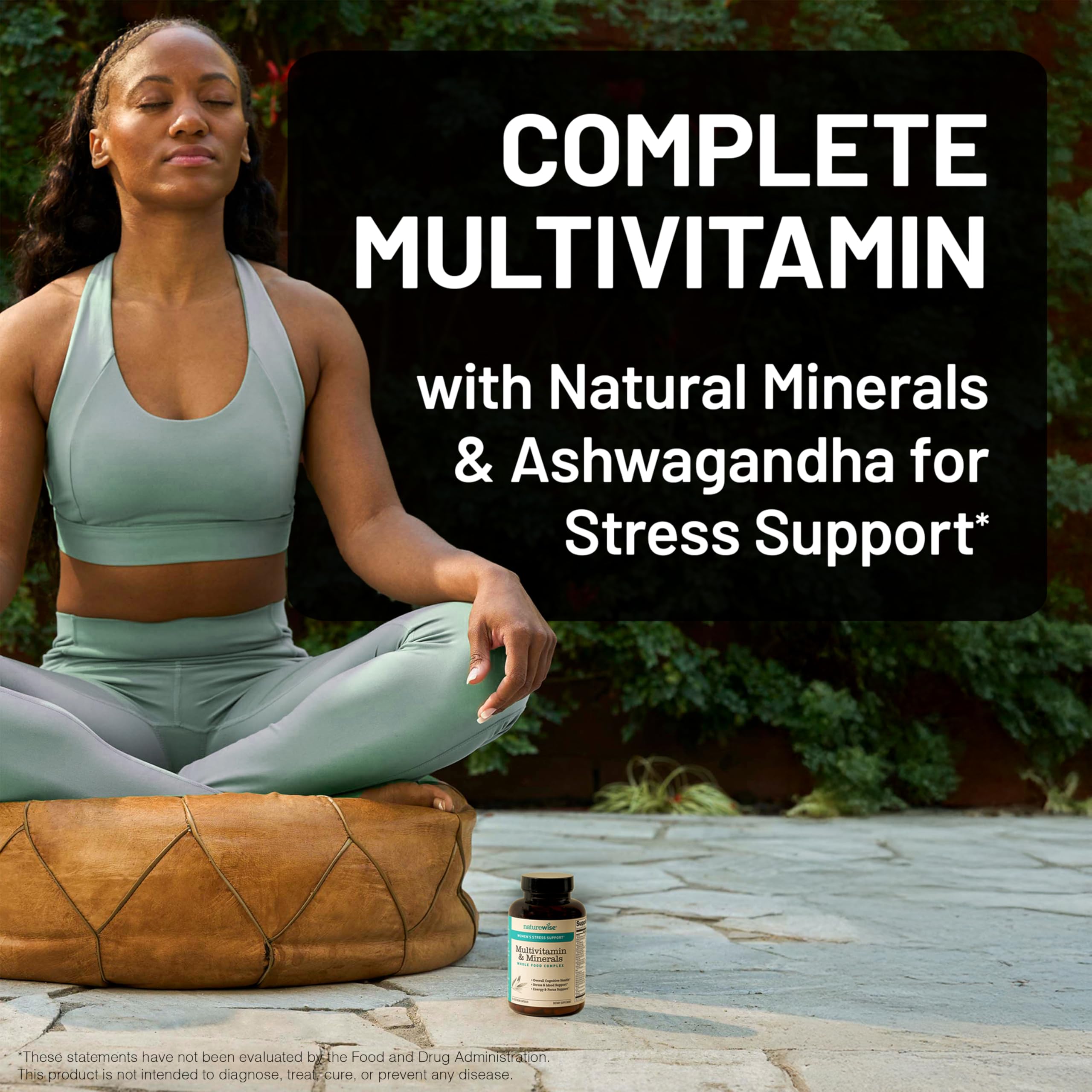 NatureWise Multivitamin for Women + Stress Support with Organic Whole Foods & Natural Minerals - B-Complex + Vitamin C + D3 K2 for Immunity, Hair, Skin & Nails - Non-GMO - 60 Capsules[30-Day Supply] NatureWise buy supplements Au