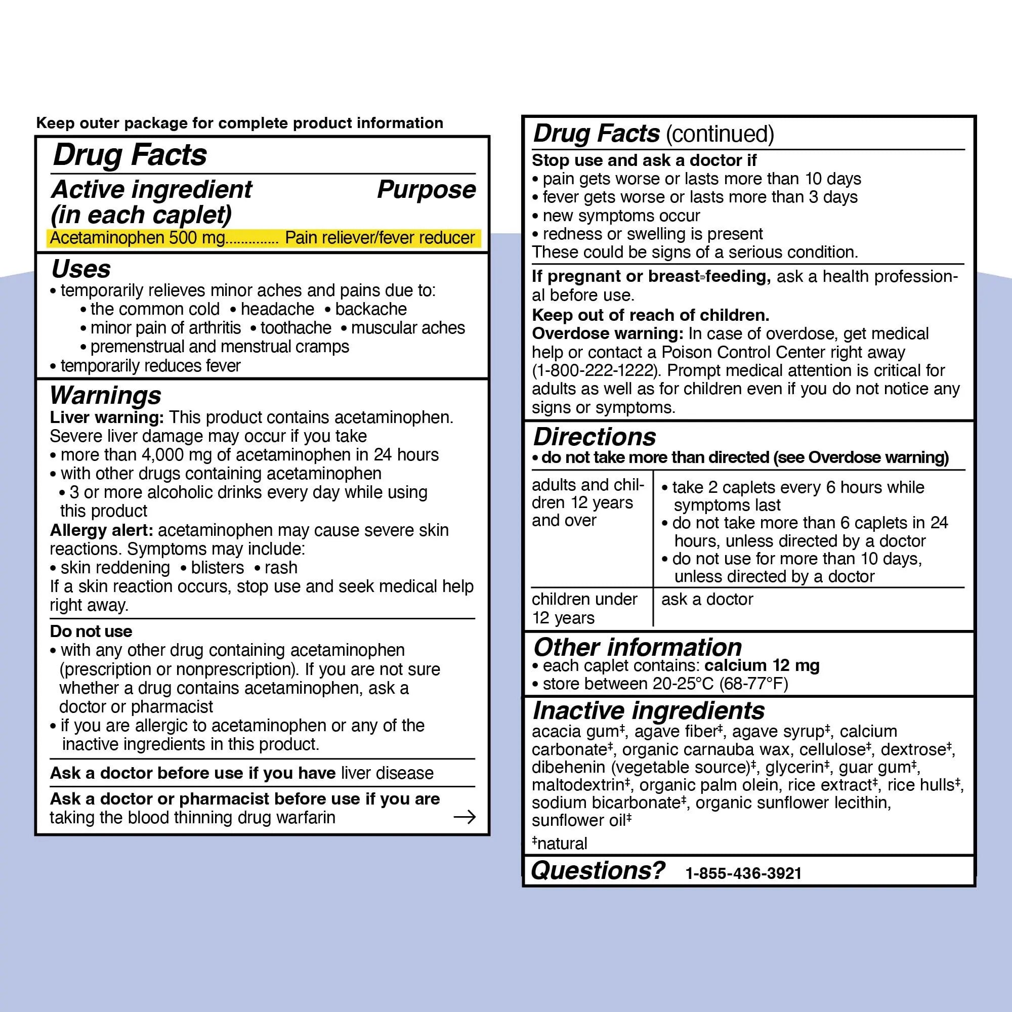 Genexa Clean Acetaminophen 500mg Extra Strength, Dye Free Pain Reliever Fever Reducer, 0% Artificial Additives, Pain Medicine for Adults, Relieves Headache, Backache, Minor Arthritis Pain, 100 Tablets GenexaBuy Supplements Australia