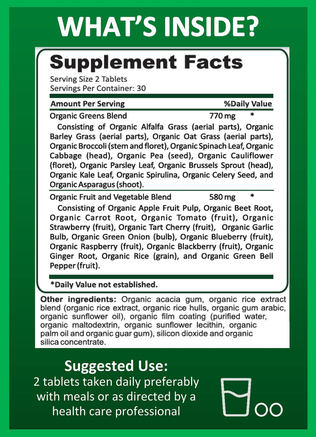 Potent Garden Organic Superfood Greens, Fruit and Veggies Supplement Rich in Vitamins & Antioxidants with Alfalfa, Beet Root & Tart Cherry to Boost Energy, Immunity & Gut Health, Greens Tablets 60 Ct Potent GardenBuy Supplements Australia