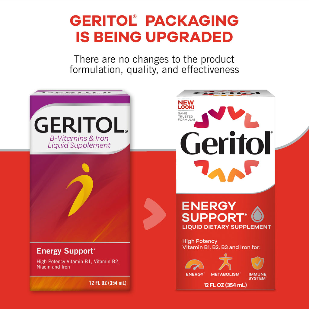 Geritol Liquid Vitamin and Iron Supplement, Energy Support, Contains High Potency B-Vitamins and Iron, Pleasant Tasting, Easy to Swallow