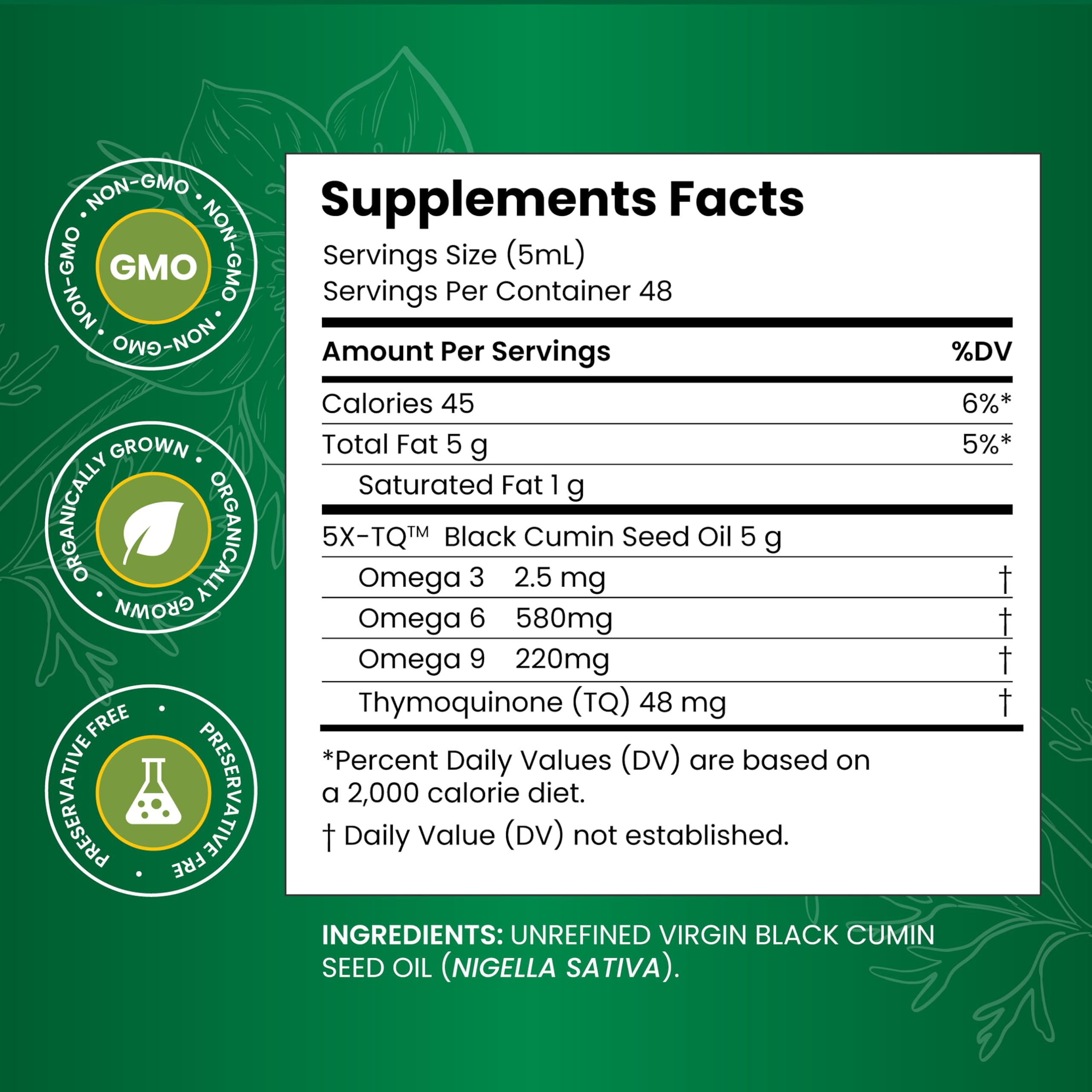 Amazing Herbs Premium Liquid Black Seed Oil - Cold Pressed with Nigella & Sativa, Aids in Digestive Health, Omegas 3 6 & 9, Immune Support, Brain Function