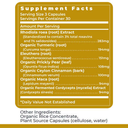 Premier Research Labs Adaptogen-R3 Supplement - Rhodiola Rosea Supplement with Maca Root, Adaptogen Complex for Stress, Heart & Metabolic Health - 90 Vegetarian Capsules Premier Research LabsBuy Supplements Australia
