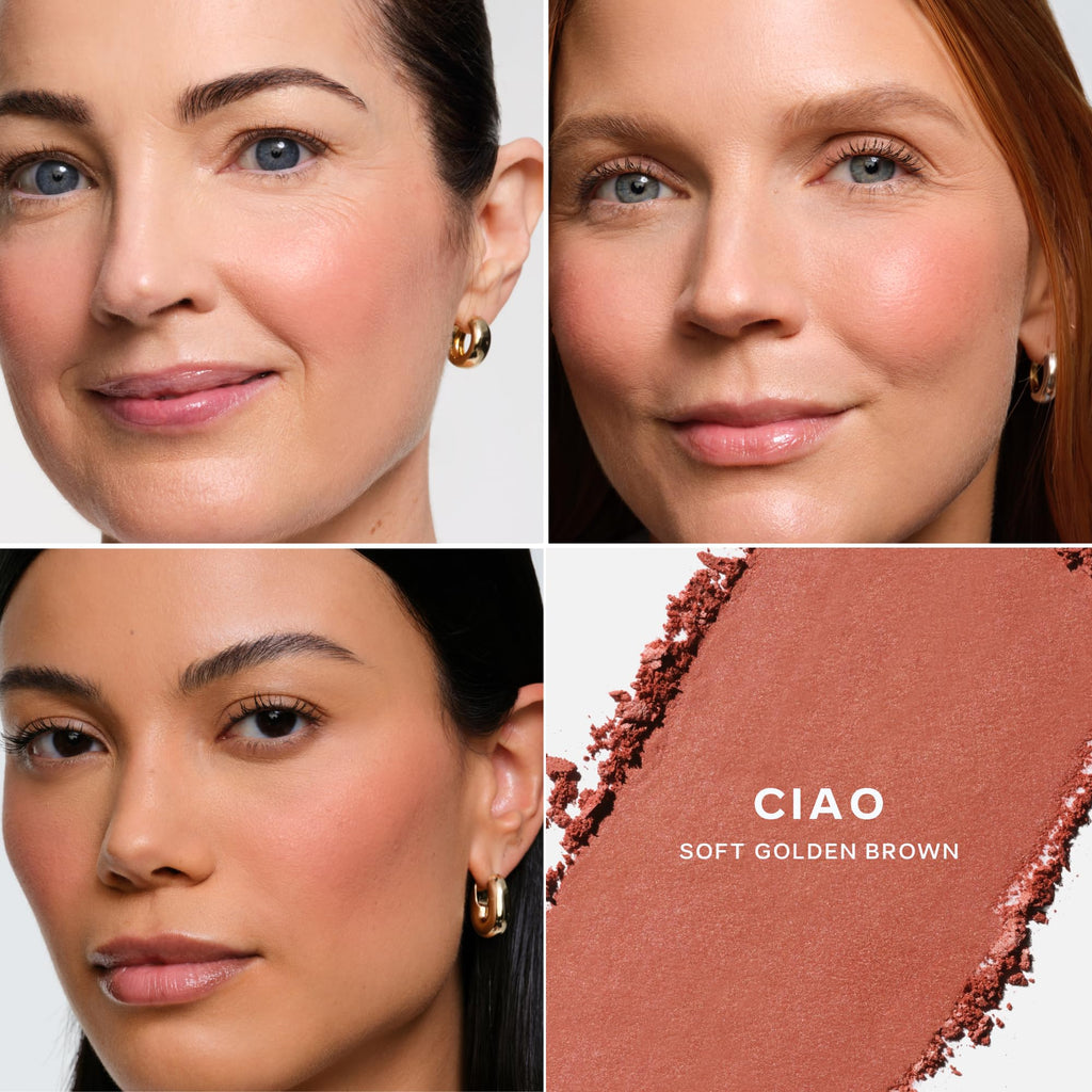 Saie SuperSuede Baked Blush - Talc-Free Powder Blush for Cheeks Infused with Hyaluronic Acid, Glycerin + Squalane - Hydrating Face Makeup for a Natural, Diffused Flush of Color - Ciao (0.1 Ounce) SaieBuy Supplements Australia