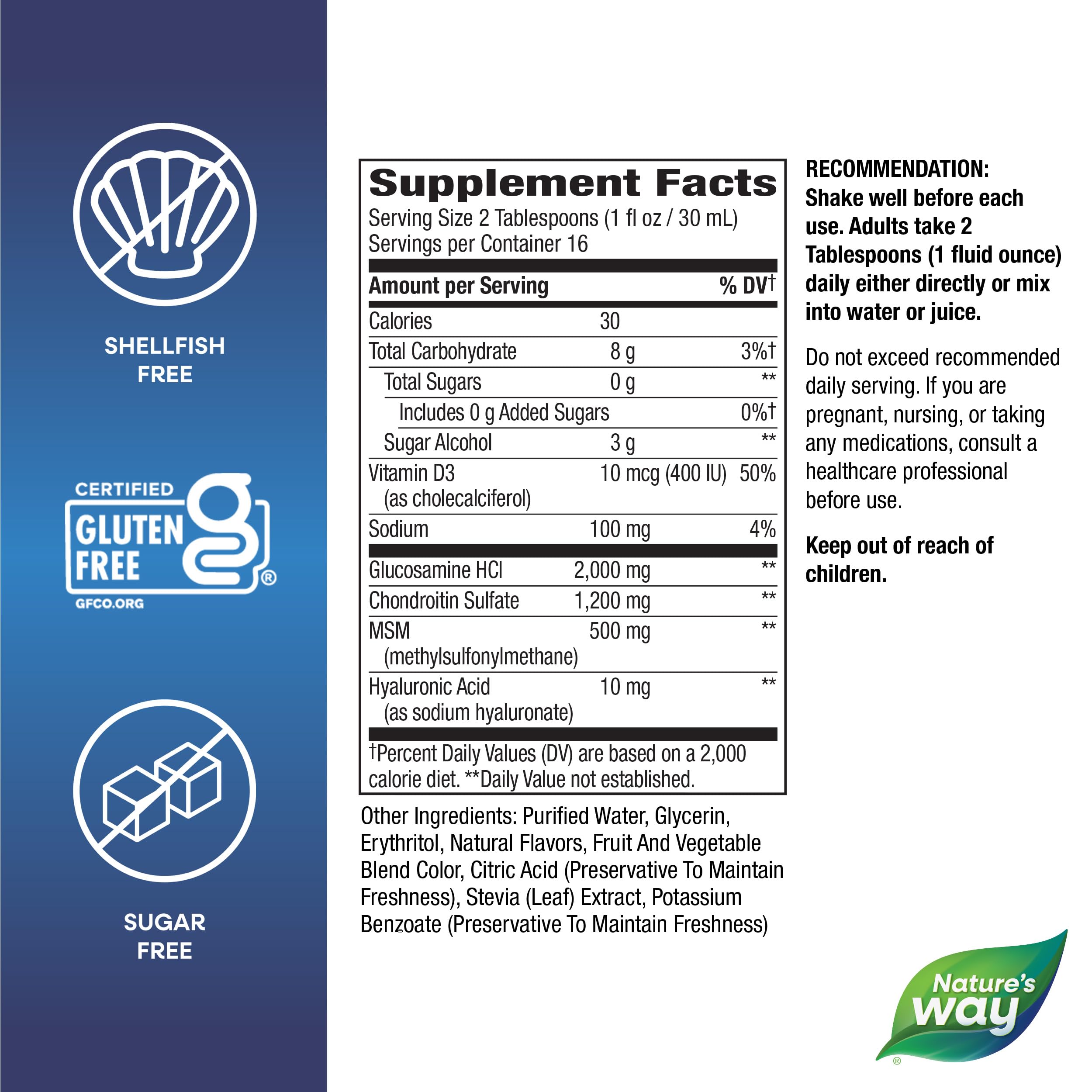 Nature's Way Joint Movement Glucosamine Fast Absorbing Liquid, Ultra Strength, Supports Healthy Bones*, Liquid Glucosamine Chondroitin, MSM with Vitamin D3, Berry Flavored, 16 Fl Oz Nature's WayBuy Supplements Australia