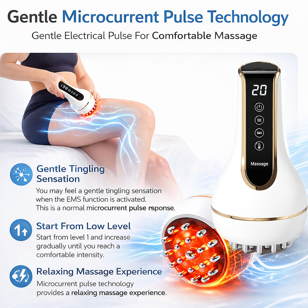 Treayes Lymphatic Drainage Massager & Anti Cellulite Massage Tool – 20-Level Heat, Microcurrent & Vibration, Ergonomic Rechargeable Design for Legs, Arms, Waist & Belly Treayes buy supplements Au
