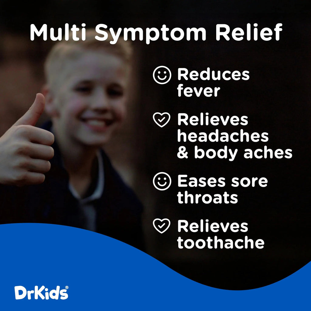 Dr. Kids Children’s Pain and Fever Medicine - Acetaminophen for Kids Ages 2-11, Pre-Measured Single-Use Vials for Headache, Sore Throat, Cold and Flu, Cherry Flavor, 20 Count Dr. KidsBuy Supplements Australia