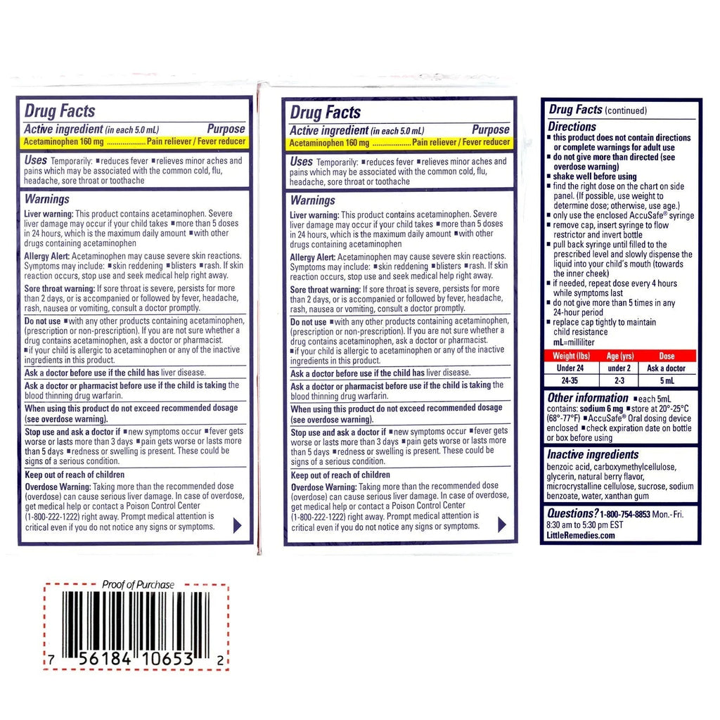 Little Remedies Infant Fever & Pain Reliever with Acetaminophen, Baby Medicine with No Artificial Sweeteners, Flavors or Dyes, Natural Berry Flavor, 2 Fl Oz, Pack of 2 Little RemediesBuy Supplements Australia