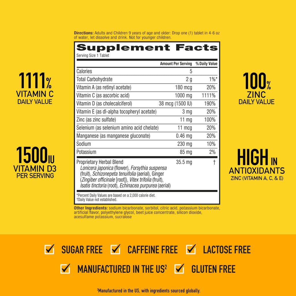 Vitamin C 1000mg (per serving) - Airborne Very Berry Effervescent Tablets (36 count in a box), Gluten-Free Immune Support Supplement, With Vitamins A C E, ZINC, Selenium, Echinacea & Ginger AirborneBuy Supplements Australia