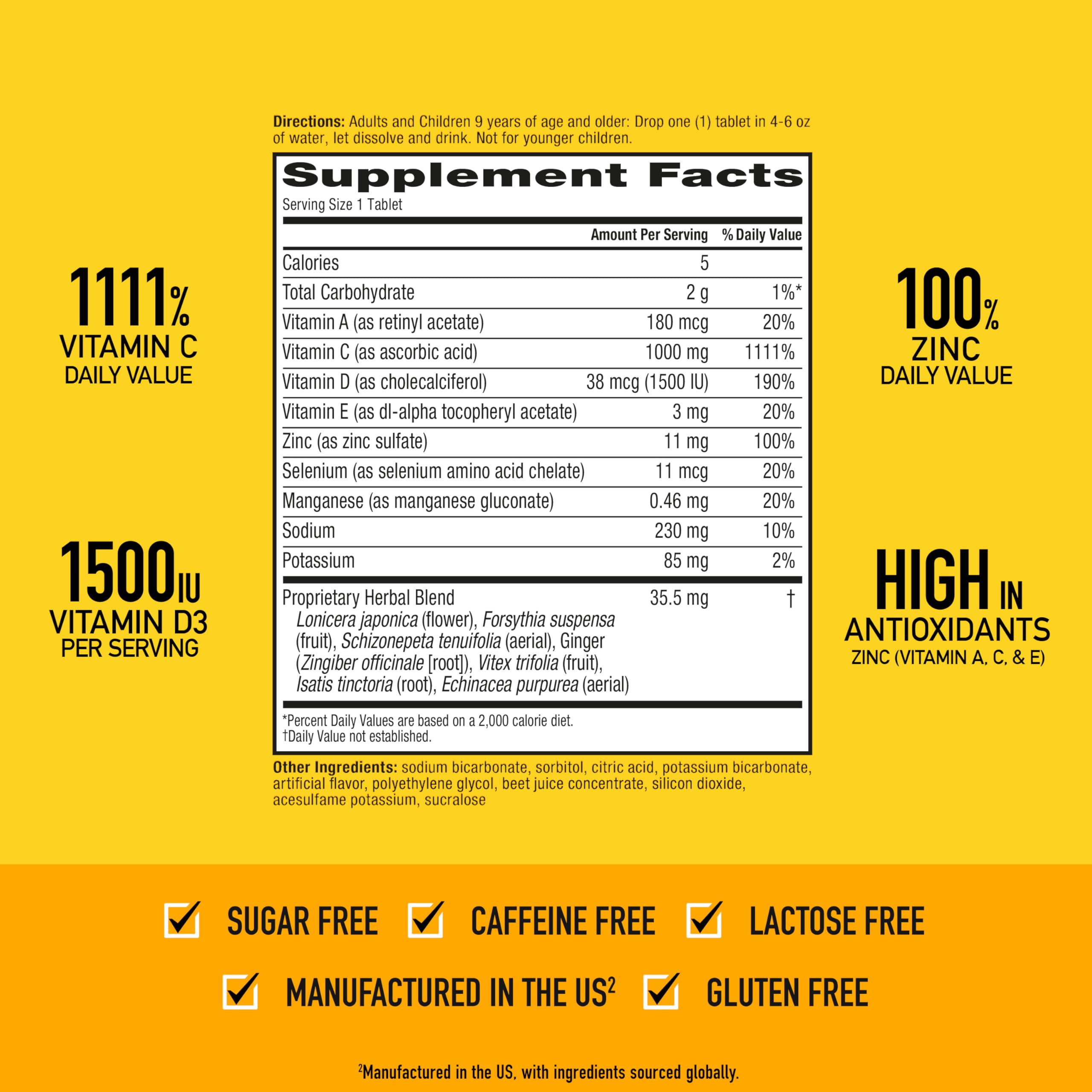 Vitamin C 1000mg (per serving) - Airborne Very Berry Effervescent Tablets (36 count in a box), Gluten-Free Immune Support Supplement, With Vitamins A C E, ZINC, Selenium, Echinacea & Ginger AirborneBuy Supplements Australia
