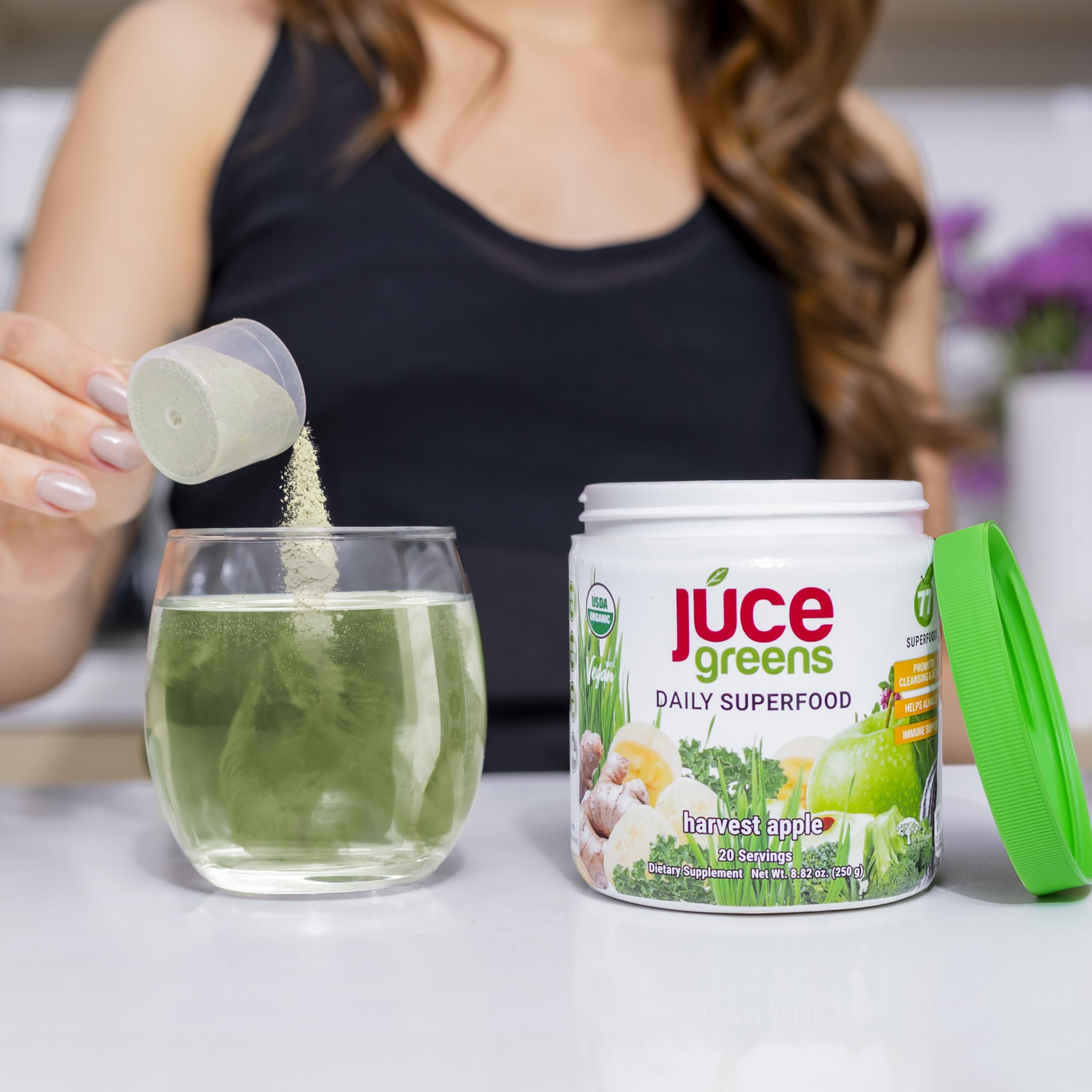 Terra Kai Organics JUCE Green Superfood Powder, Organic Fruits and Veggies Supplement W/ 77 Superfoods Plus Prebiotic Probiotic Blend, Harvest Apple Flavor - 20 Servings (250 g) Terra Kai OrganicsBuy Supplements Australia