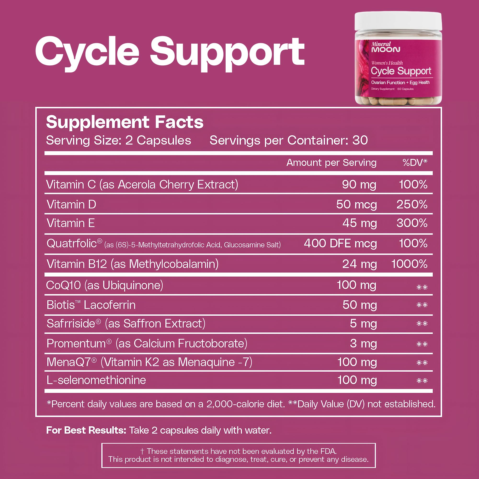 Mineral Moon Hormonal Support Bundle - Menstrual Supplement + Cycle Support - Aid Ovulation, Hormonal Balance & PMS Support - Reduce Period Cramps & Fatigue - Antioxidant Ovarian Support Vitamins Mineral Moon buy supplements Au