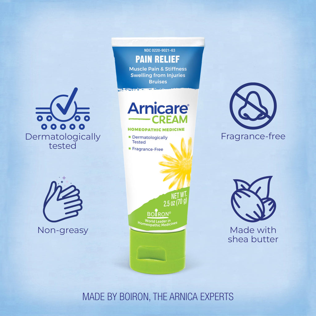 Boiron Arnicare Cream for Joint Pain, Muscle Pain, Swelling, Soreness, Stiffness, and Bruises - Fast Absorbing and Fragrance-Free - 2.5 oz BoironBuy Supplements Australia