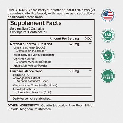 Selerb Metaburn Weight Loss Pills for Women & Men - Appetite Suppressant & Fat Burner, Metabolism Support Weight Loss Supplement with Berberine