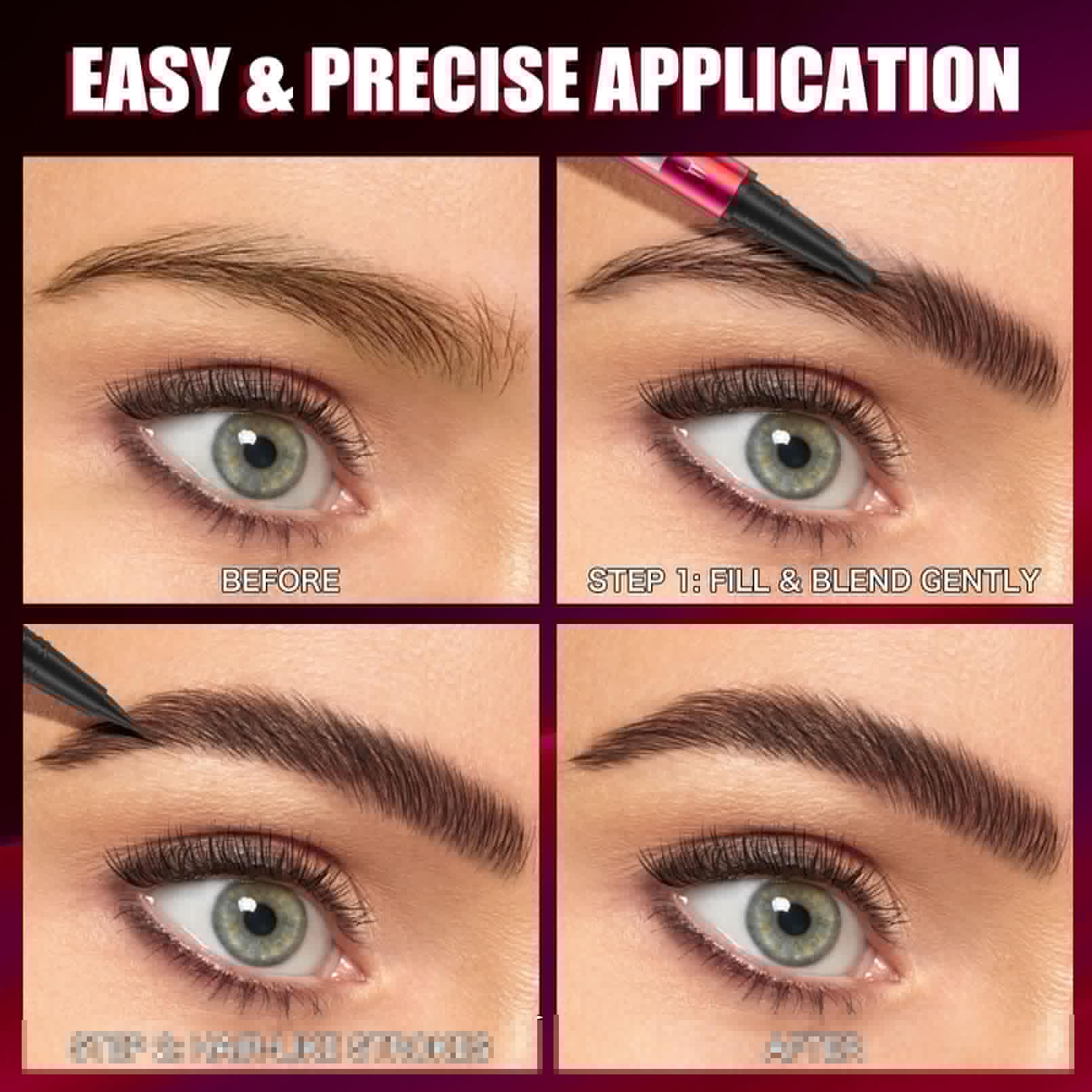 YuLinLon Double-Headed Brow Pen, Ultra-Precise Hair-Like Strokes, Long-Lasting Waterproof Makeup, Available in 5 Natural Shades (3#Dark Brown) YulinlonBuy Supplements Australia
