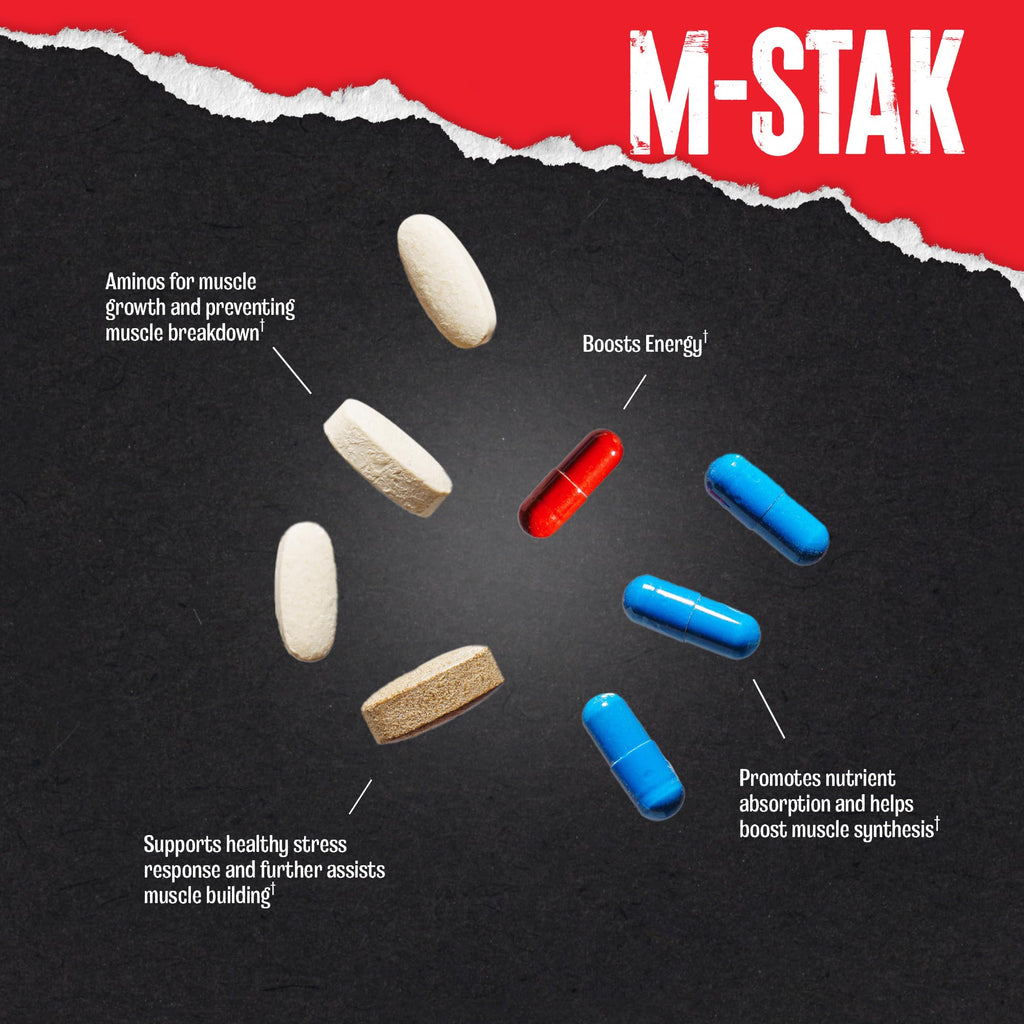 Animal M-Stak - Muscle Builder and Anabolic Mass Gainer Supplement for Bodybuilding - Lean Muscle Growth, Amino Complex and Pre Workout Energy, 21 Packs AnimalBuy Supplements Australia