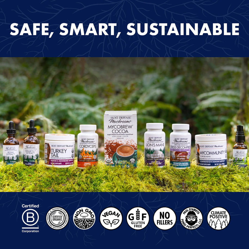 Host Defense Mushrooms Lion's Mane - Supplement Capsules for Brain Health Support - Mushroom Support for Focus & Memory Function