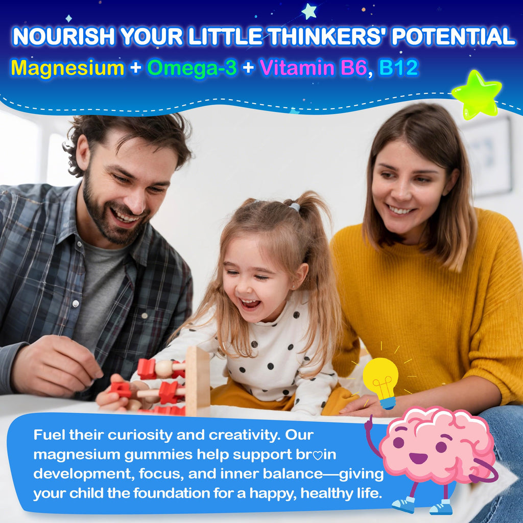 Kids Magnesium Glycinate Gummies - Magnesium Glycinate Supplement 200mg with L-theanine Omega-3 Calcium Vitamin D3 & B12 for Kids Natural Zzz at Bedtime & Overall Health - Sugar Free & Non-GMO EdmmyliyBuy Supplements Australia