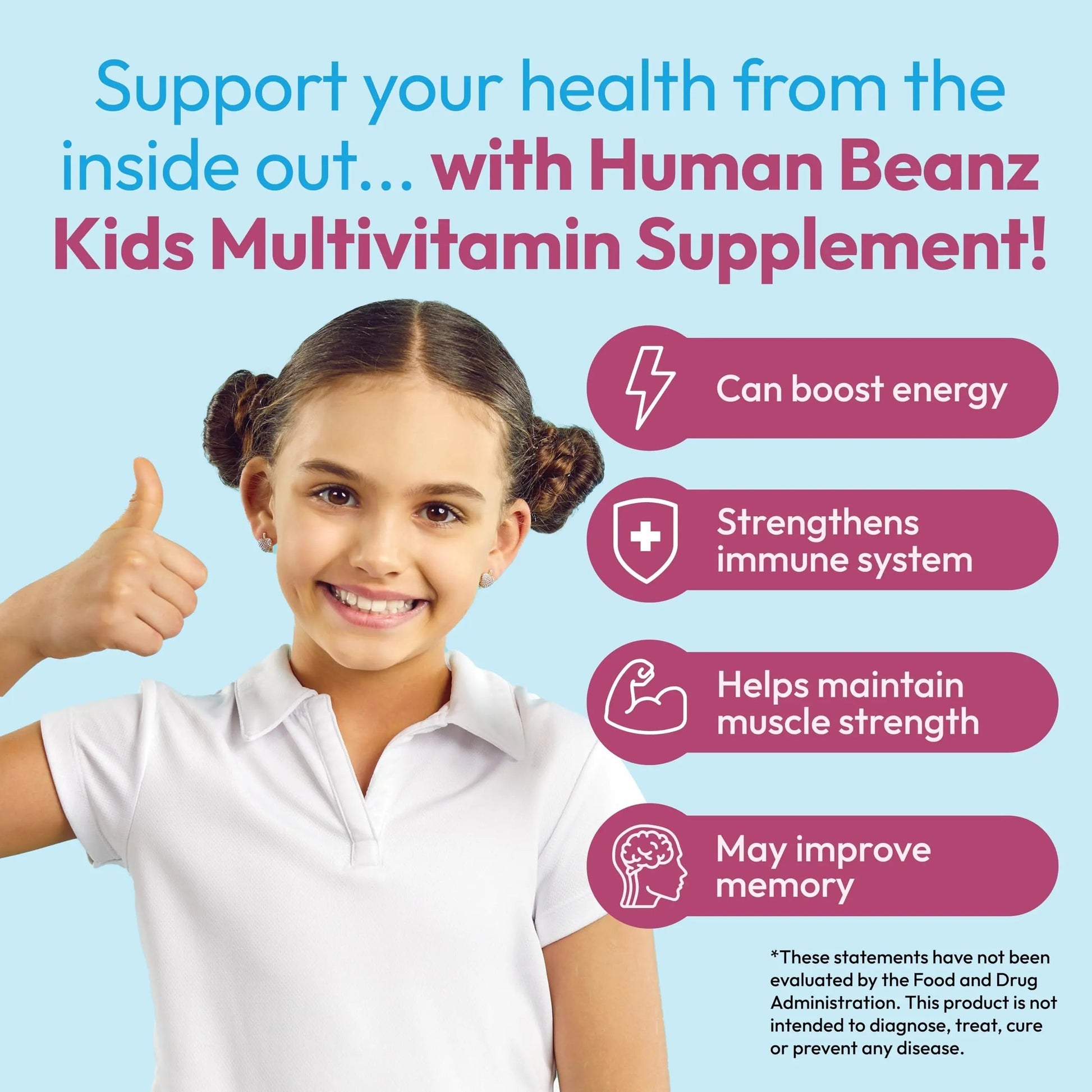 Human Beanz Multivitamin Jelly Bean Gummies with Zinc for Kids, Immune Support Dietary Supplements, Vegetarian, 120 Berry Blast Jelly Beans, Kosher Human Beanz
