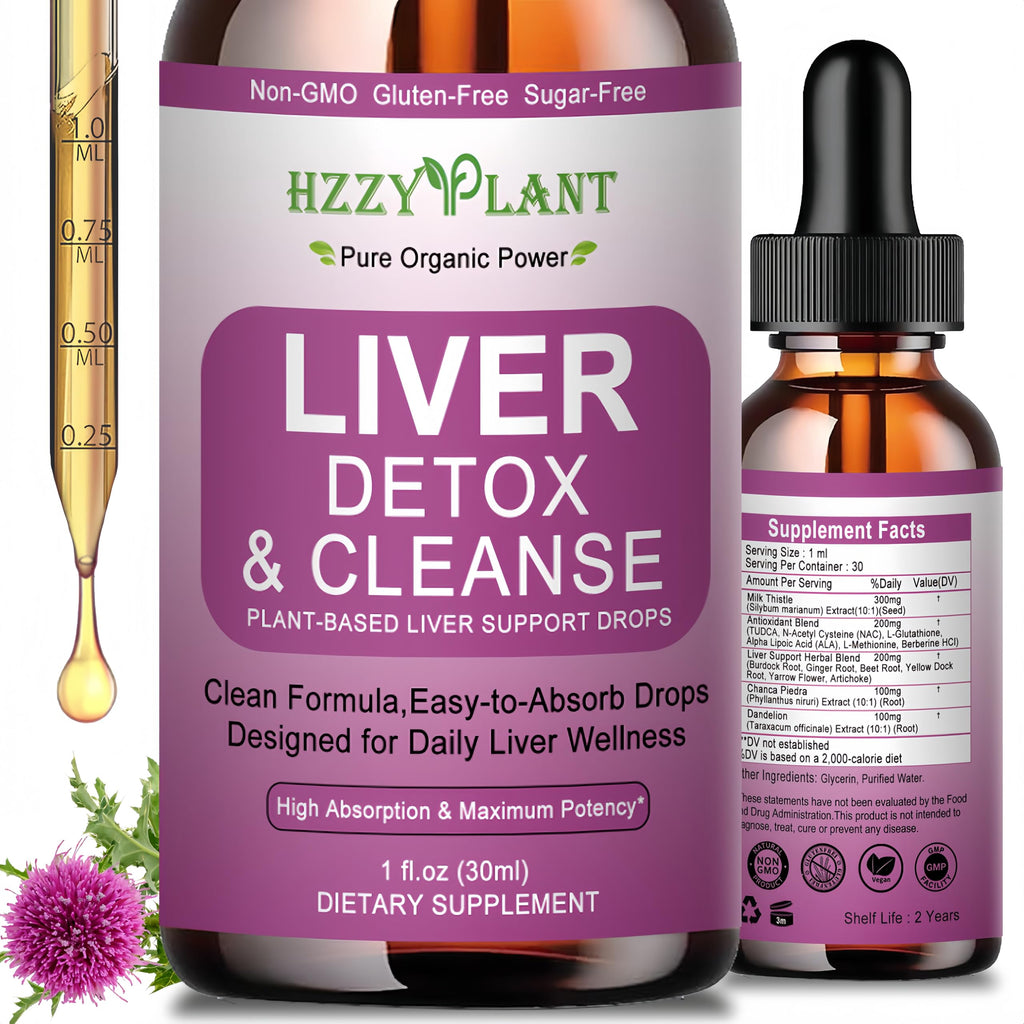 Liver Cleanse Detox & Repair Drops - Liquid Liver Support Tincture with Milk Thistle, Dandelion, Artichoke, TUDCA, NAC, Chanca Piedra - 15-in-1 Advanced Liver Detox Health Supplement - Vegan, Non-GMO HZZYPLANT buy supplements Au