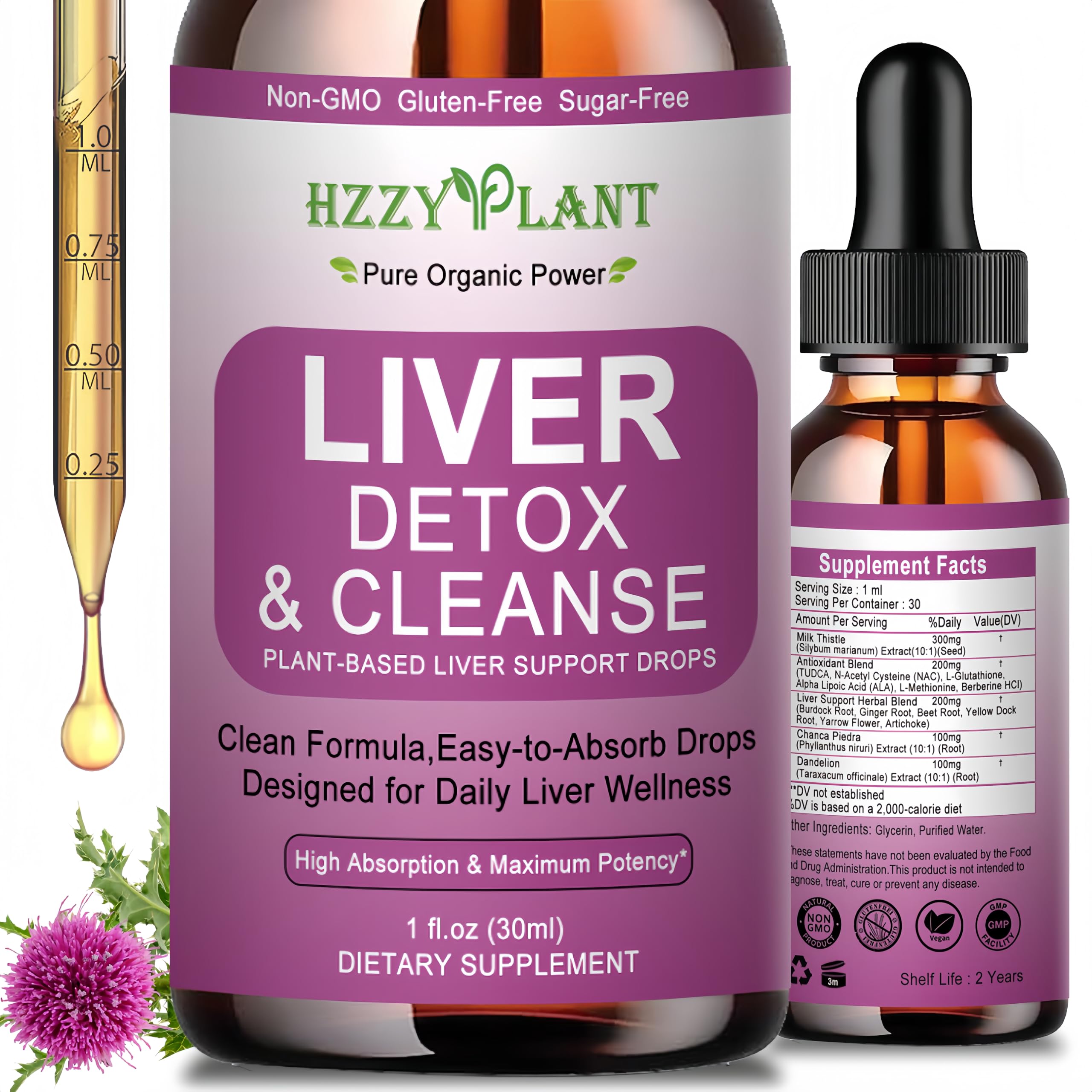 Liver Cleanse Detox & Repair Drops - Liquid Liver Support Tincture with Milk Thistle, Dandelion, Artichoke, TUDCA, NAC, Chanca Piedra - 15-in-1 Advanced Liver Detox Health Supplement - Vegan, Non-GMO HZZYPLANT buy supplements Au
