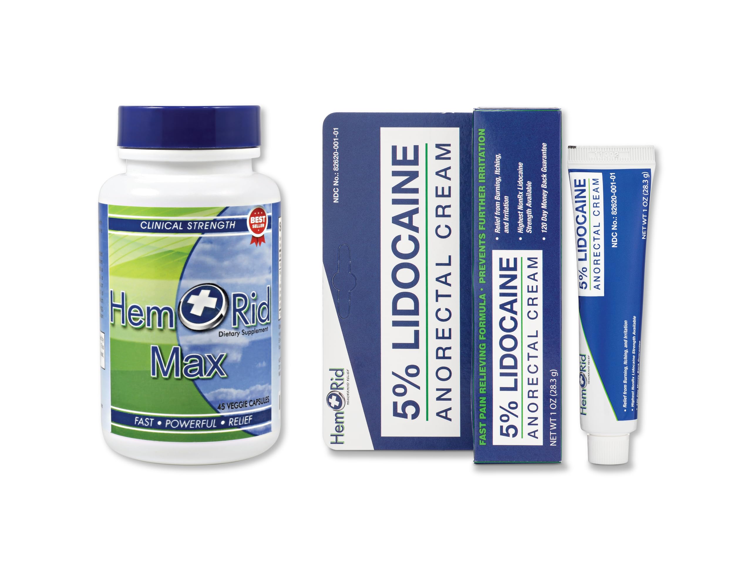 HemRid Max and Maximum Strength Lidocaine Cream - Hemorrhoid Relief Bundle for Fast Internal & External Support - Hemorrhoid Pills & Hemorrhoidal Lidocaine Cream for Rapid Comfort & Soothing Care HemRidBuy Supplements Australia