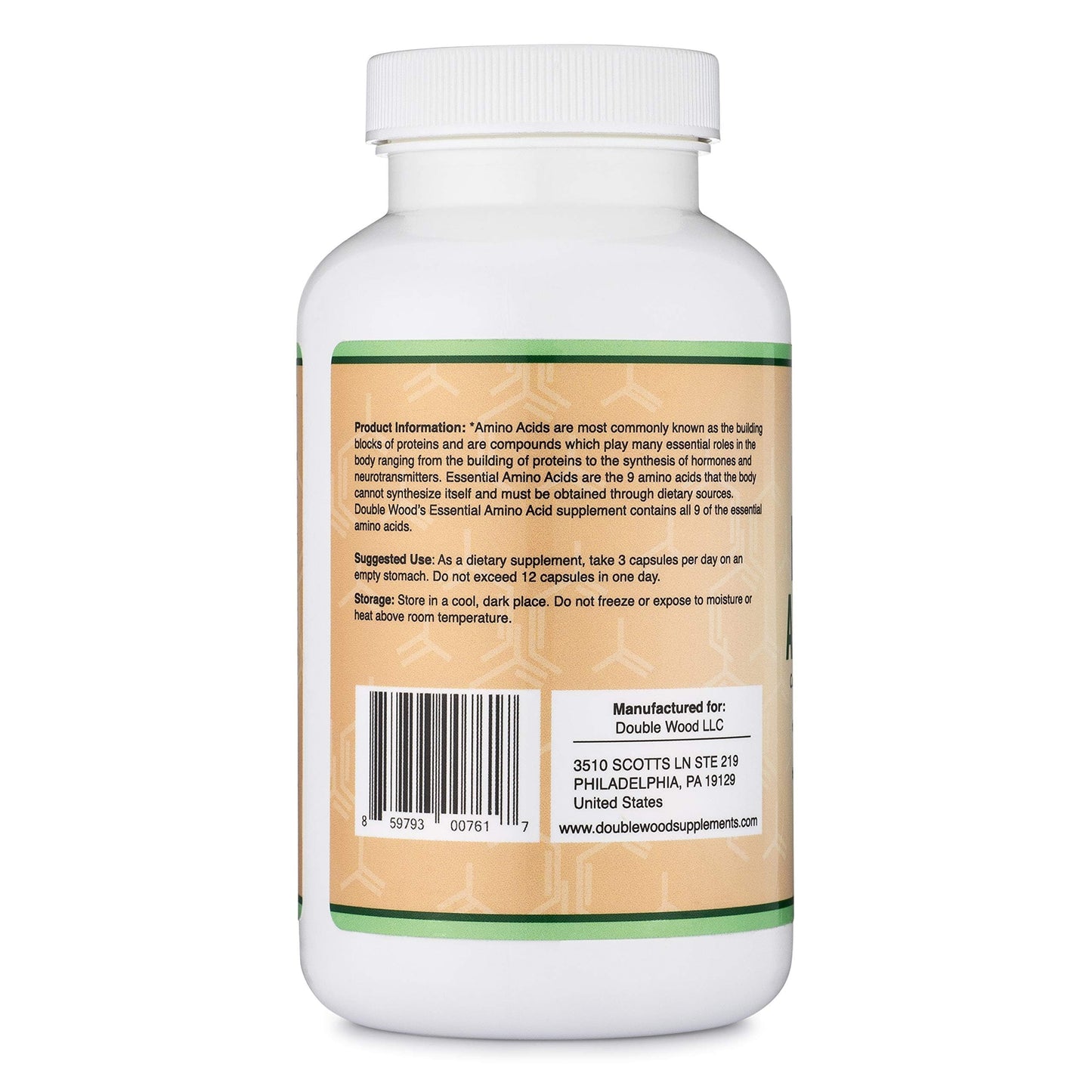 Essential Amino Acids - 1 Gram Per Serving Powder Blend of All 9 Essential Aminos (EAA) and All Branched-Chain Aminos (BCAAs) (Leucine, Isoleucine, Valine) 225 Capsules, Gluten Free by Double Wood Double Wood Supplements buy supplements Au