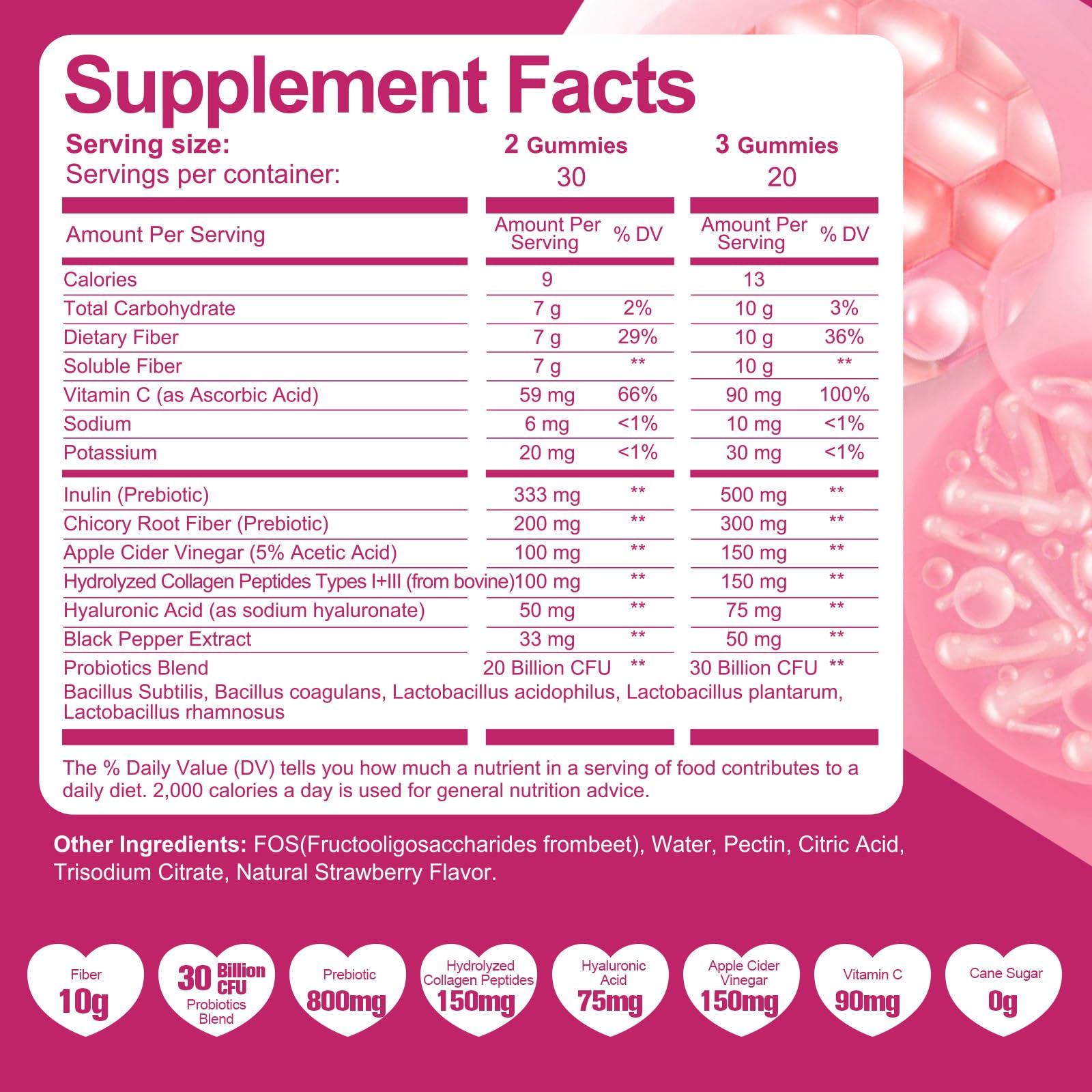 Migcopat 10G Fiber Gummies with Collagen Peptides, Hyaluronic Acid, Vitamin C, ACV, 30 Billion CFU Probiotics – Sugar Free Collagen Gummy for Skin, Hair & Nails – Digestive Health Support – 60 Cts MigcopatBuy Supplements Australia