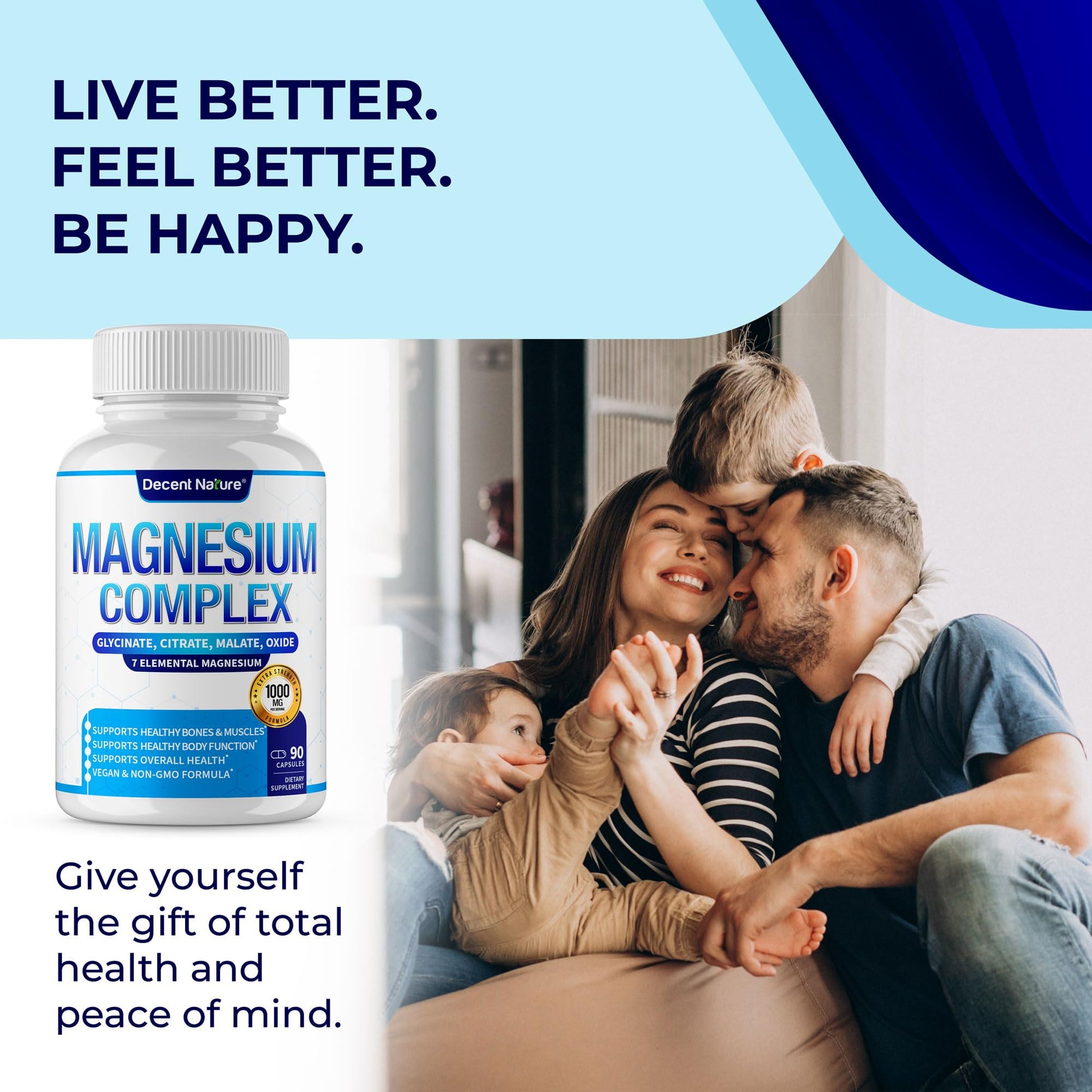 Magnesium Complex 7 Elemental Magnesium Supplement 1000mg – Magnesium Glycinate, Citrate, Malate, Taurate, Oxide, Aspartate, Orotate Non-GMO 90 Capsules DECENT NATURE buy supplements Au