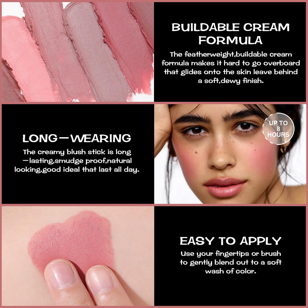 FOCALLURE Cream Blush Makeup,Buildable Blush Stick for Cheeks,Matte and Dewy Finish,Long Wearing,Easy Application,Lightweight Multi Stick,ROSE FLUSH FOCALLUREBuy Supplements Australia