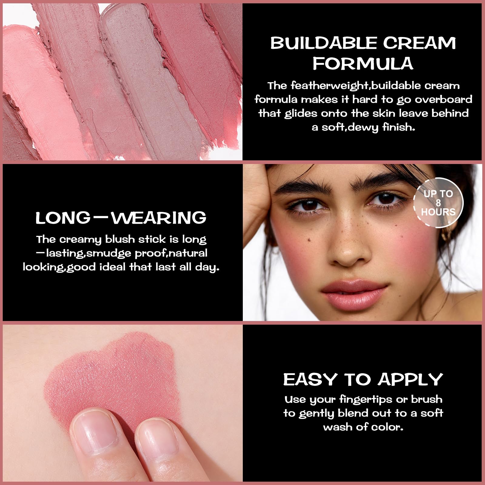 FOCALLURE Cream Blush Makeup,Buildable Blush Stick for Cheeks,Matte and Dewy Finish,Long Wearing,Easy Application,Lightweight Multi Stick,ROSE FLUSH FOCALLUREBuy Supplements Australia