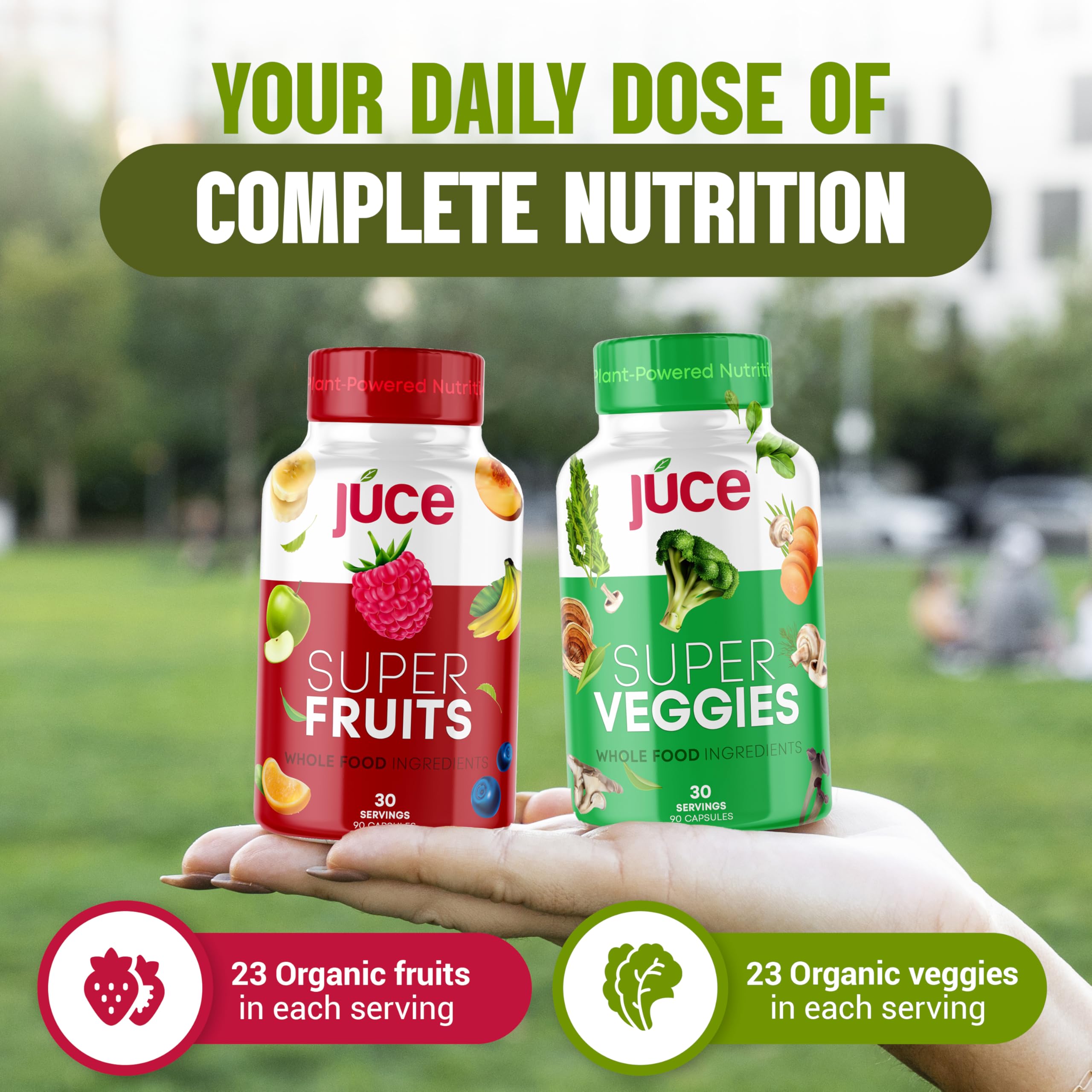 Juce Original Formula - Organic Super Fruit & Veggies Supplement - Gluten/Gelatin Free, Soy Free & Vegan- Reds & Greens Superfood Capsules- 23 Fruits & 23 Vegetables (180 Count)- By Terra Kai Organics Terra Kai OrganicsBuy Supplements Australia