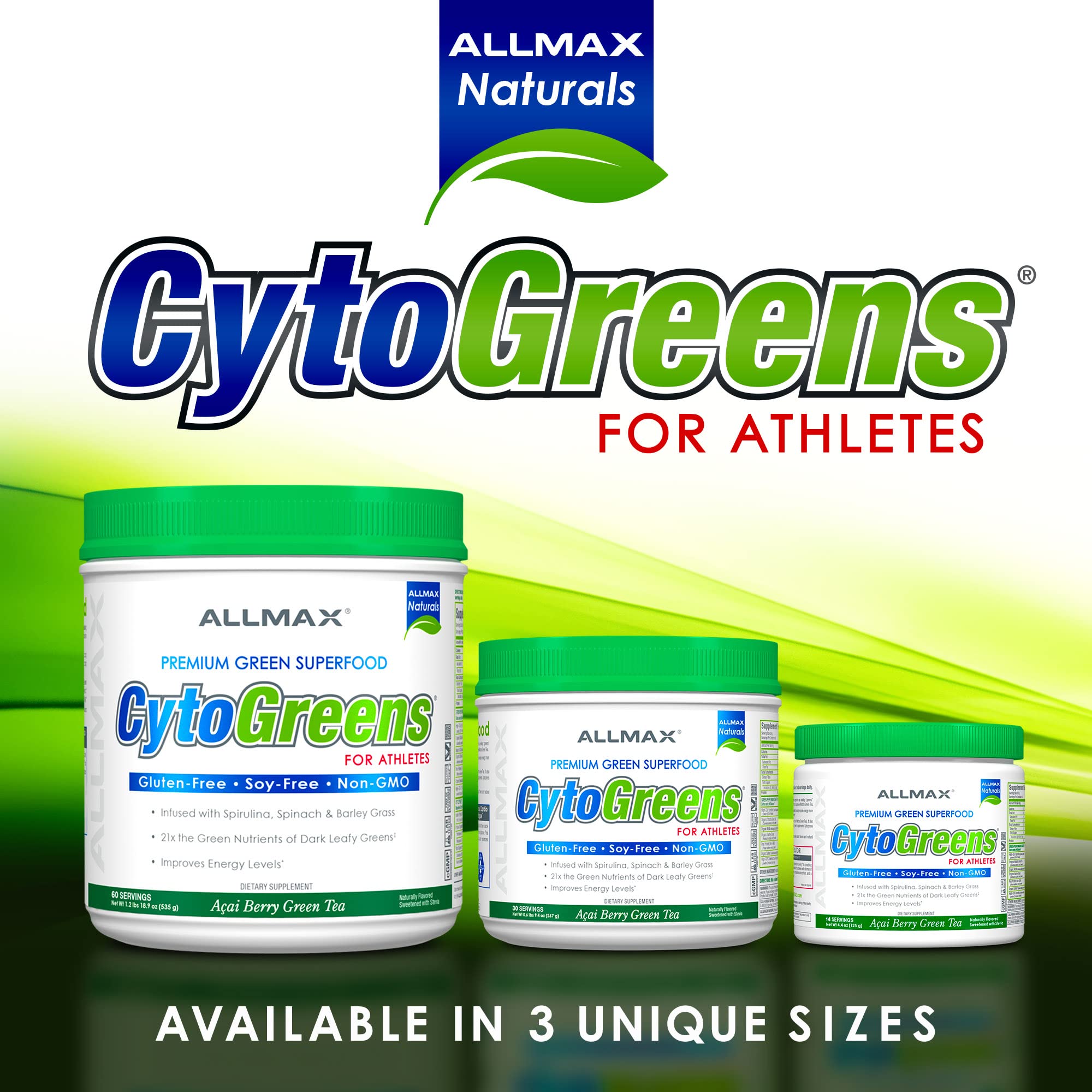 ALLMAX Naturals CytoGreens Super Greens Powder, Premium Green Superfood with Greens, Superfoods, Daily Greens Supplement, Acai Berry Green Tea, 14 Servings ALLMAXBuy Supplements Australia