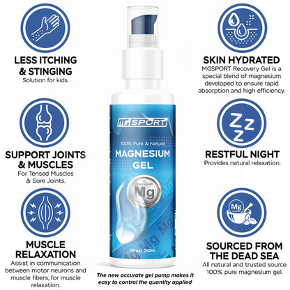 MgSport Magnesium Gel Dead Sea Magnesium - Gentle Topical Gel for Leg Cramps and Muscle Recovery Without Stinging - 20% More Potency Than Magnesium Oil Sprays - 1,000 Pumps MgSportBuy Supplements Australia