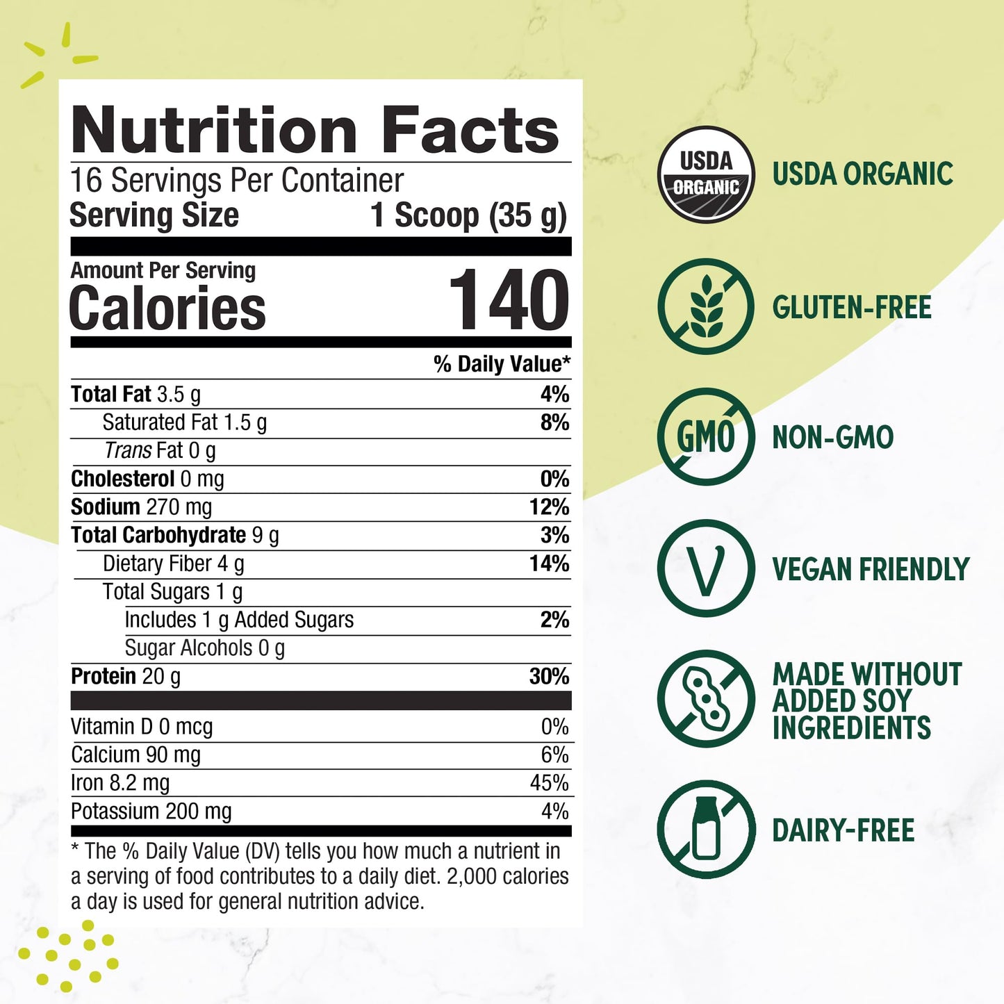 Purely Inspired Plant-Based Protein Powder for Men & Women, Rich Decadent Chocolate (16 Servings) - Vegan & Organic - 20g of Pea Protein Powder for Smoothies & Shakes