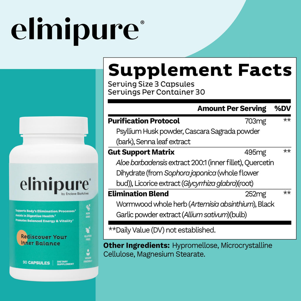 Elimipure Gut Cleanse & Restore Supplement: Natural & Effective Detox Cleanse Capsules | Fortify Your Microbiome | Effortless Morning Stools | Restore Your Gut from the Inside Out Elimipure buy supplements Au