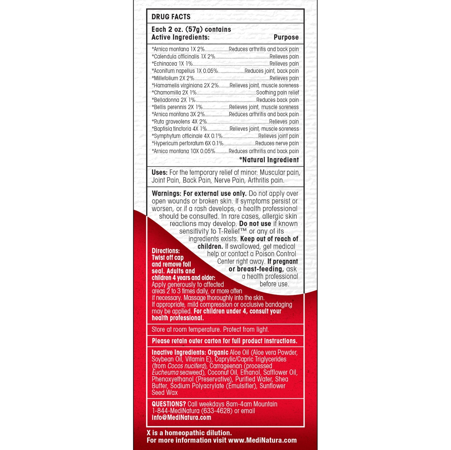MediNatura T-Relief Extra Strength Discomfort Relief-Naturally-Soothing Cream That Supports Sore Joints-Stiffness & Body Ache Aid-Homeopathic Herbal Rub-Fast-Absorbing & Non-Sticky Lotion - 2 oz MediNaturaBuy Supplements Australia