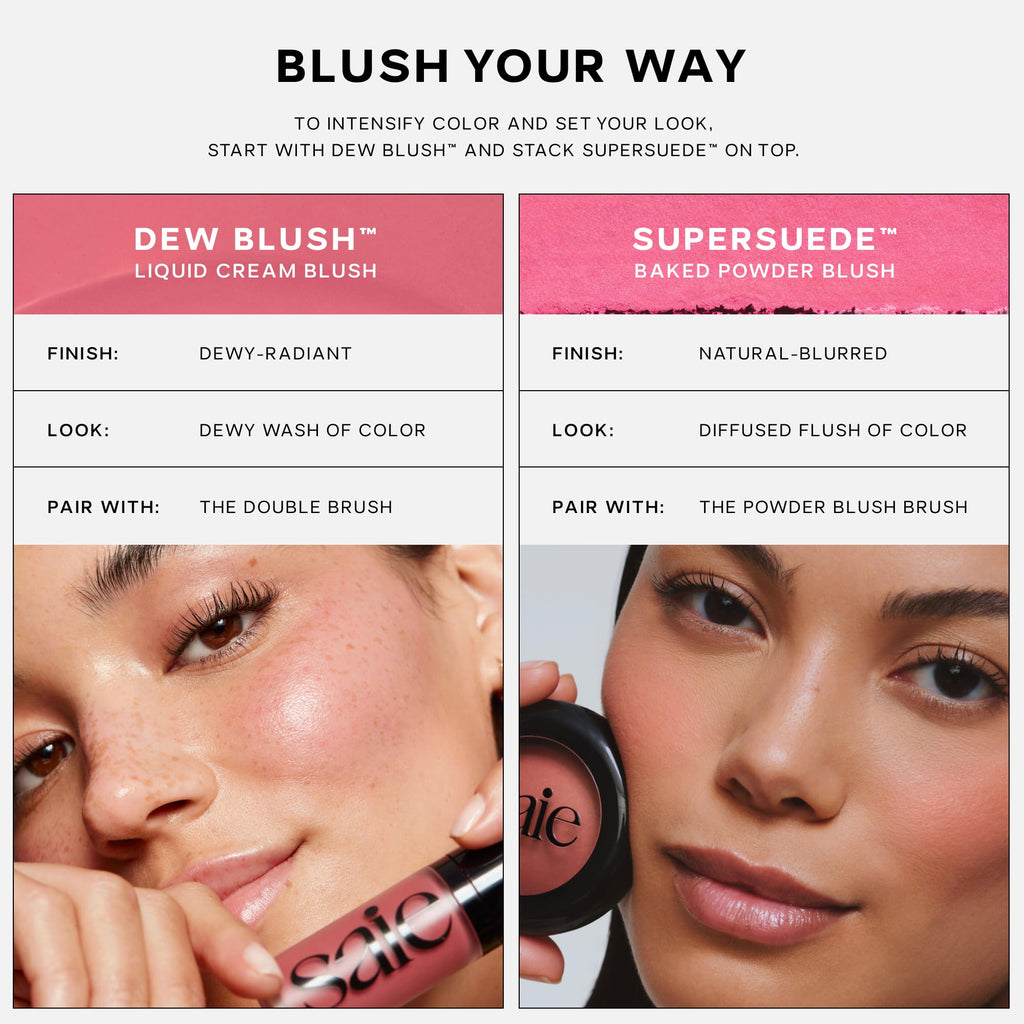 Saie Cheek Flush Duo - Dew Liquid Blush (.40 oz, Flirty), SuperSuede Baked Powder Blush (.01 oz, Amore) - Layerable, Skin-Nourishing Blushes for a Seamless Radiant Finish SaieBuy Supplements Australia