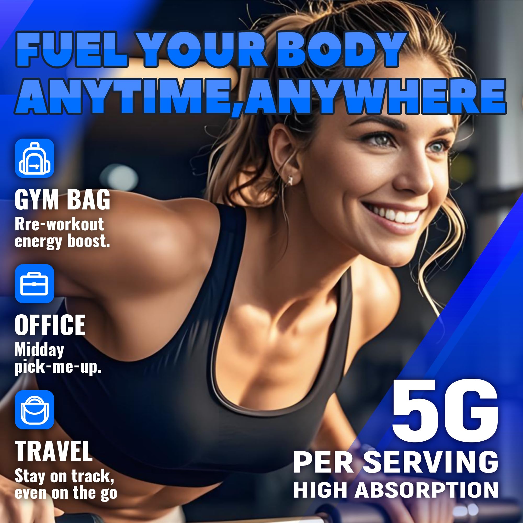 GlucoBio Creatine Monohydrate Gummies (5g) – Pre-Workout Energy & Muscle Growth Support for Men & Women